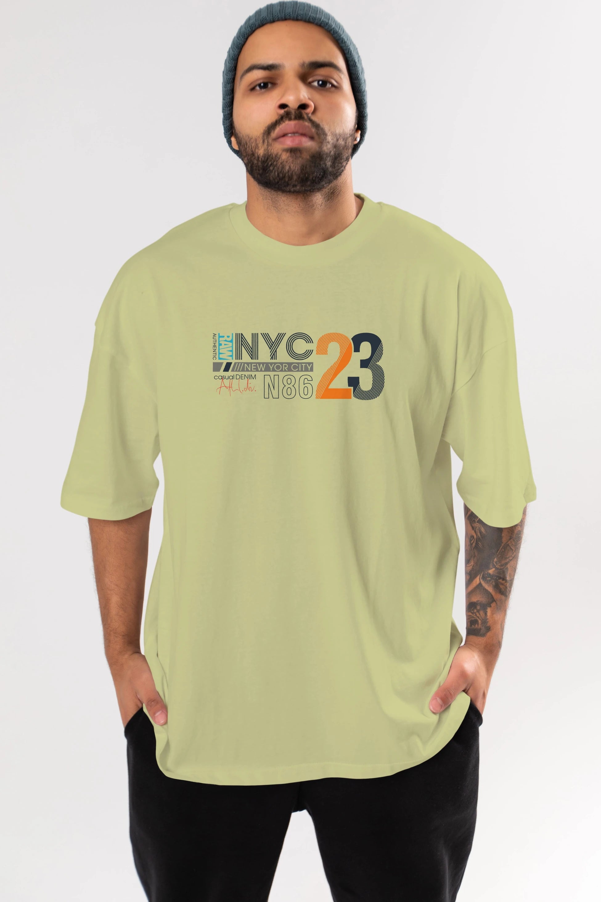 NYC 23 Ön Baskılı Oversize t-shirt Erkek Kadın Unisex