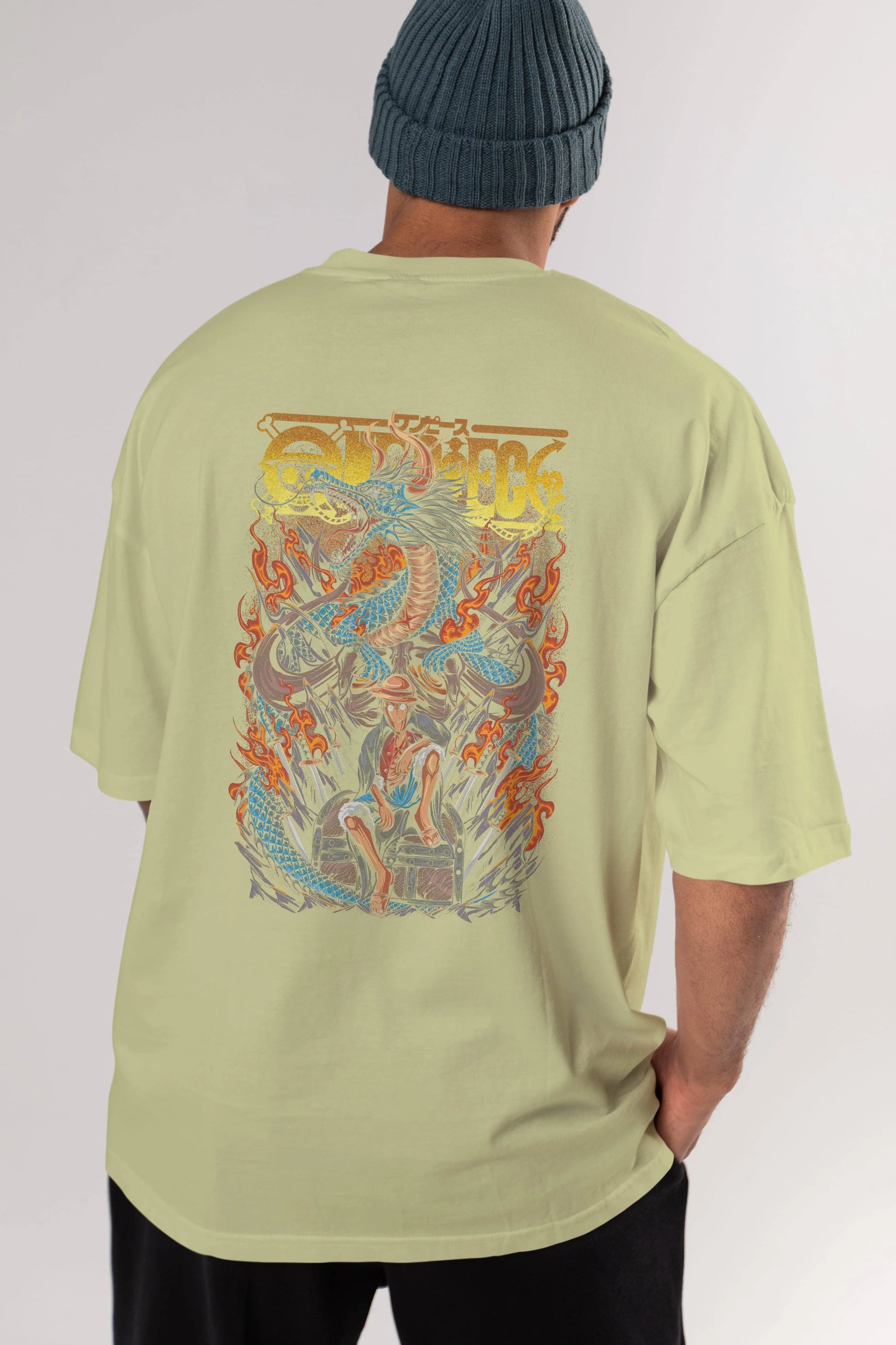 MONKEY D. LUFF-ONE PIECE Anime Arka Baskılı Oversize t-shirt Erkek Kadın Unisex