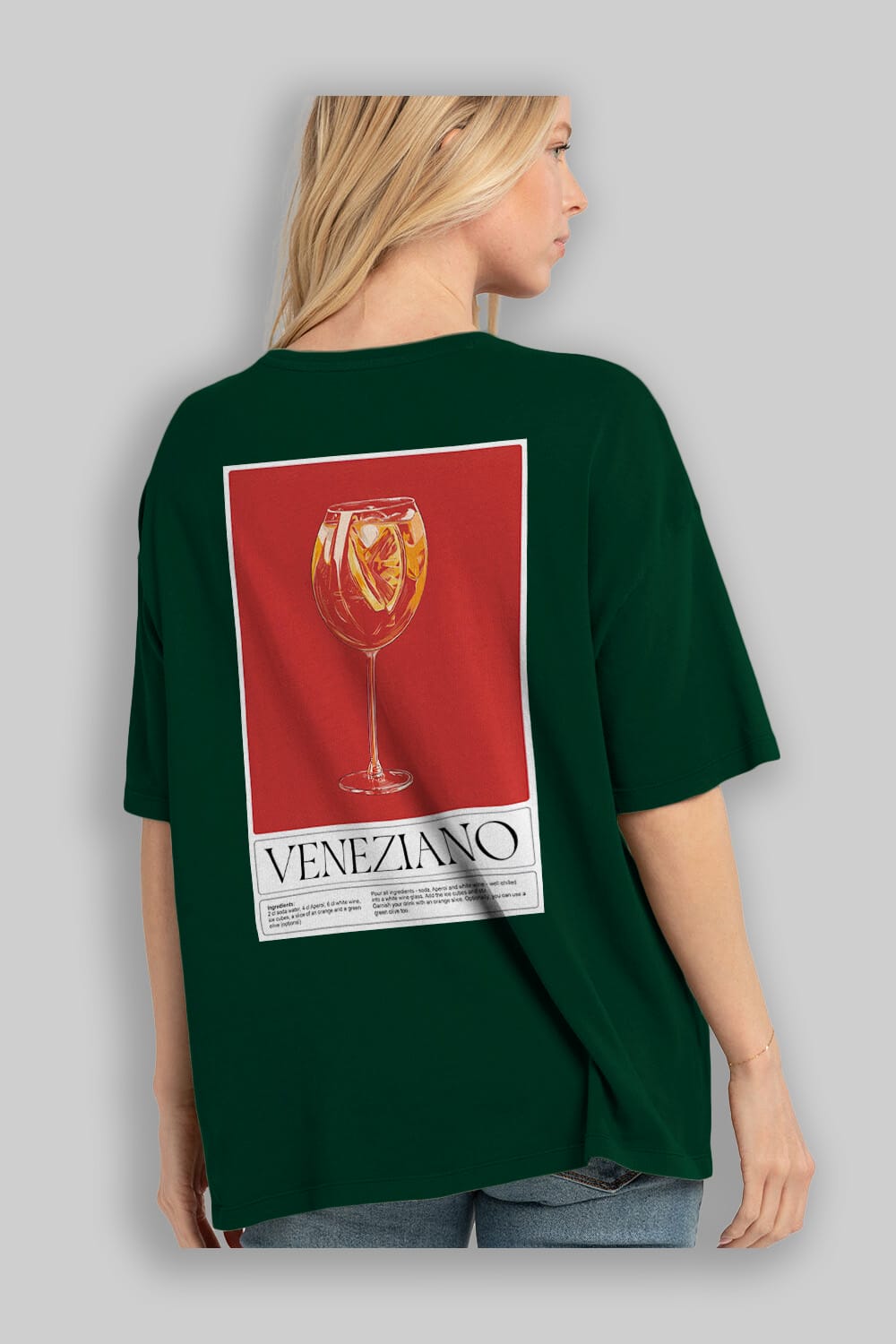 Veneziano Arka Baskılı Oversize t-shirt Erkek Kadın Unisex %100 Pamuk Bisiklet Yaka tişort