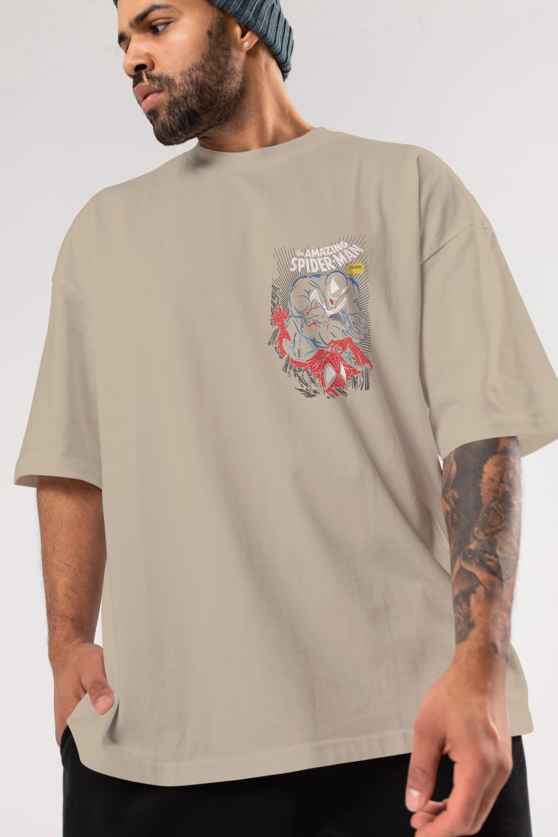 Venom (19) Ön Sol Baskılı Oversize t-shirt Erkek Kadın Unisex %100 Pamuk Bisiklet Yaka tişort