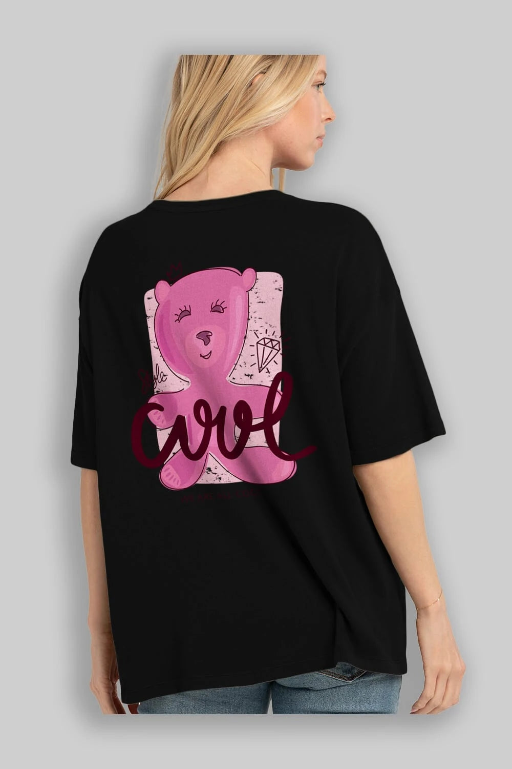 Cool Style Bear Arka Baskılı Oversize t-shirt Erkek Kadın Unisex
