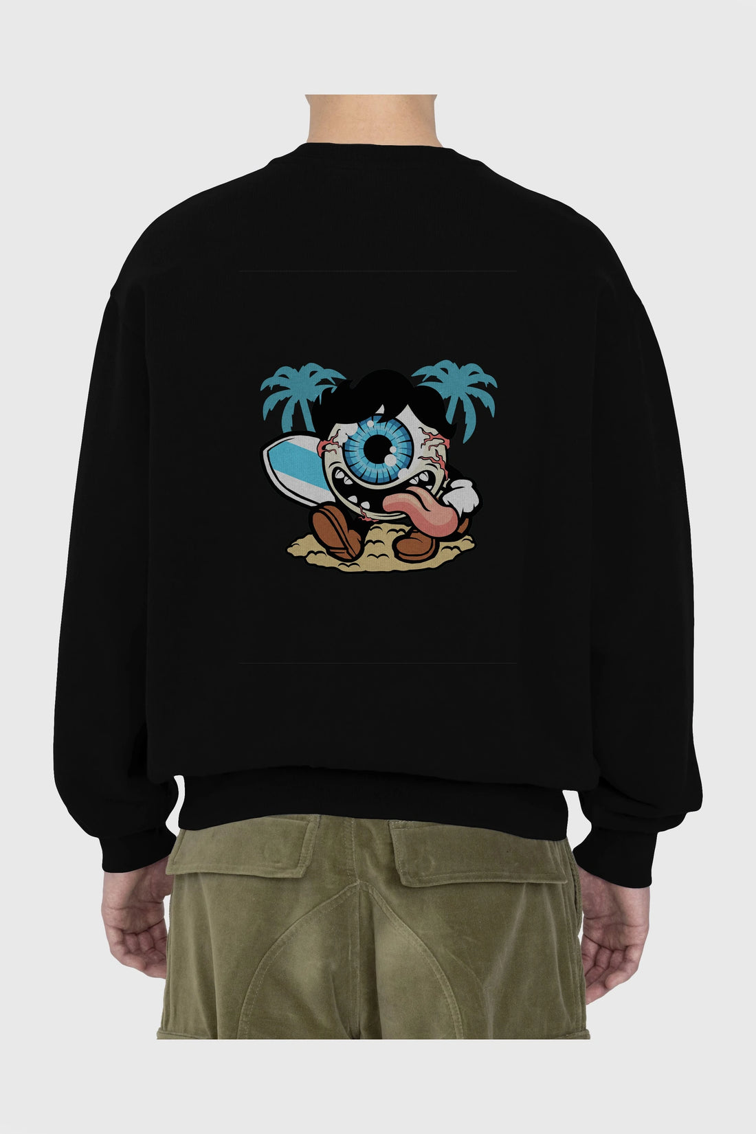 Eye Ball Surfer Arka Baskılı Oversize Sweatshirt Erkek Kadın Unisex