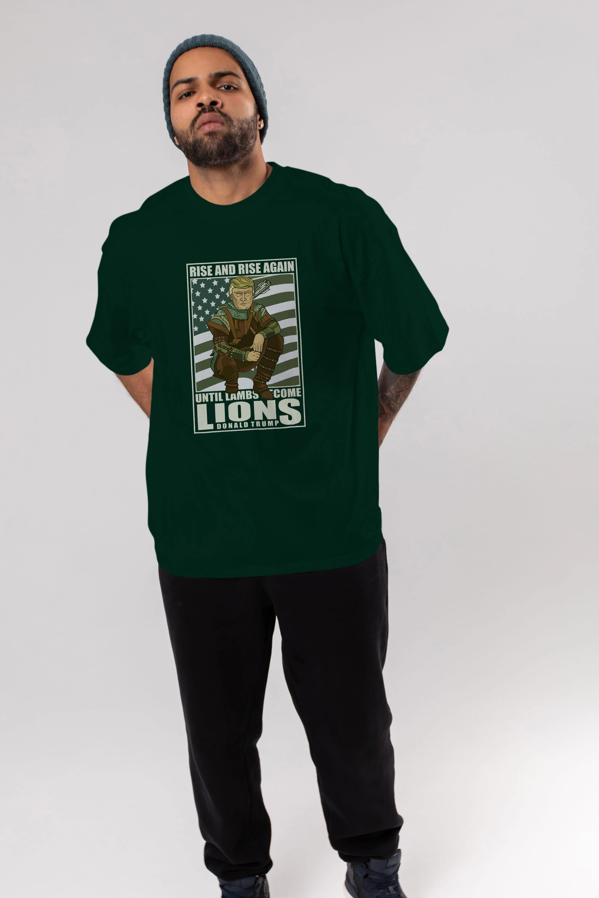 Robin Hood Trump Ön Baskılı Oversize t-shirt Erkek Kadın Unisex %100 Pamuk tişort