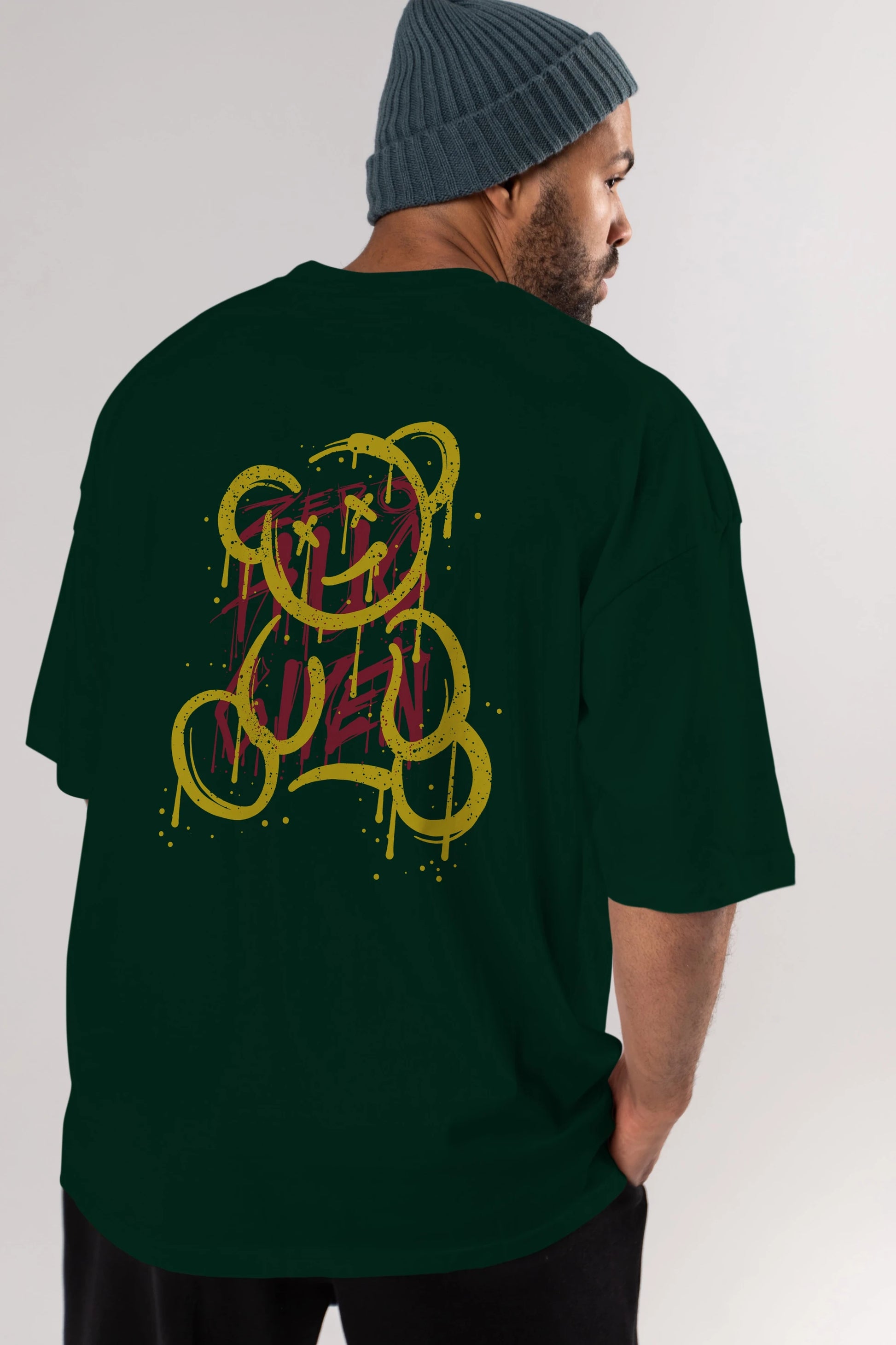 Zero Hug Bear Arka Baskılı Oversize t-shirt Erkek Kadın Unisex