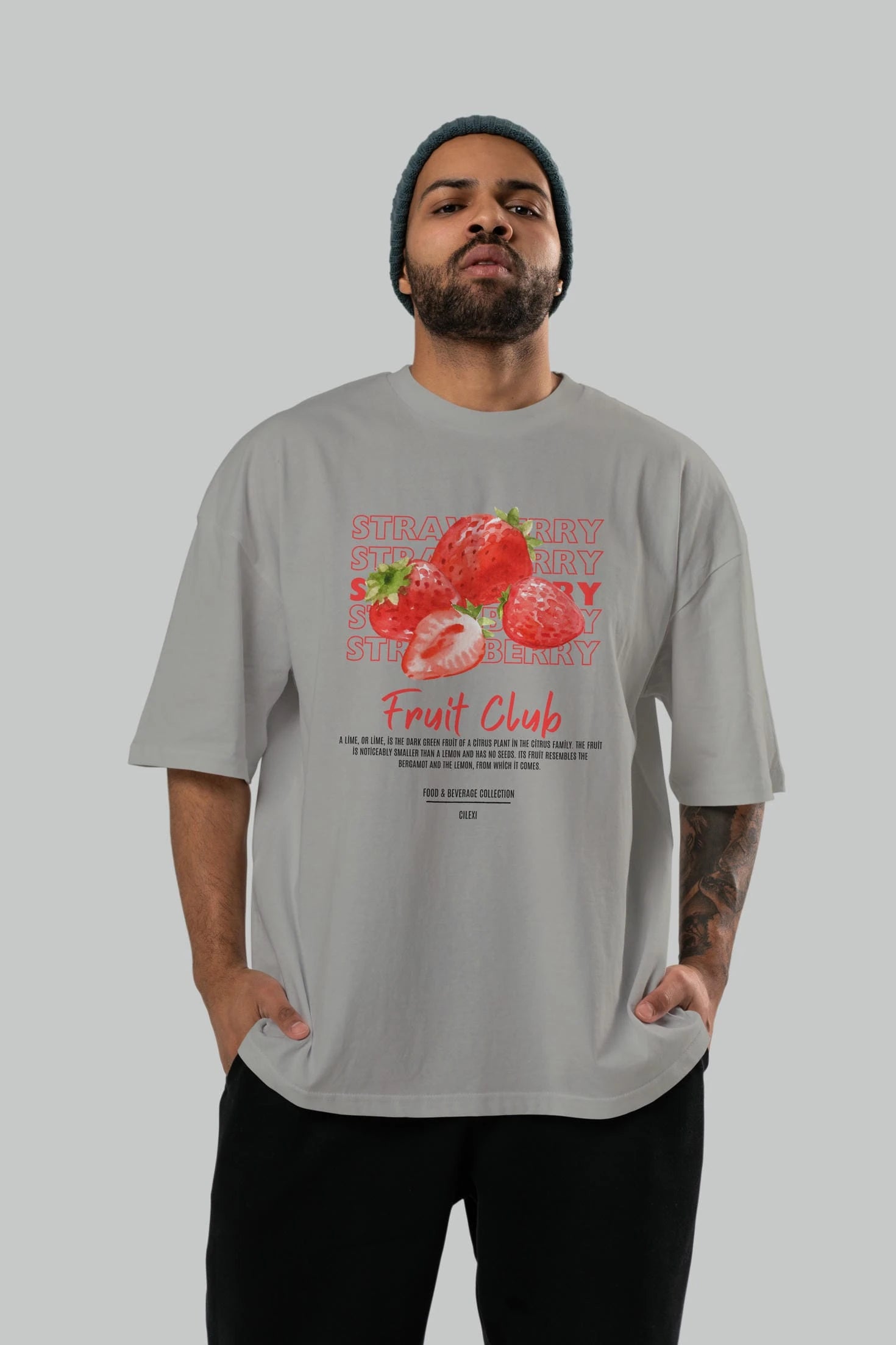 Strawberry Ön Baskılı Oversize t-shirt Erkek Kadın Pamuk Bisiklet Yaka tişort