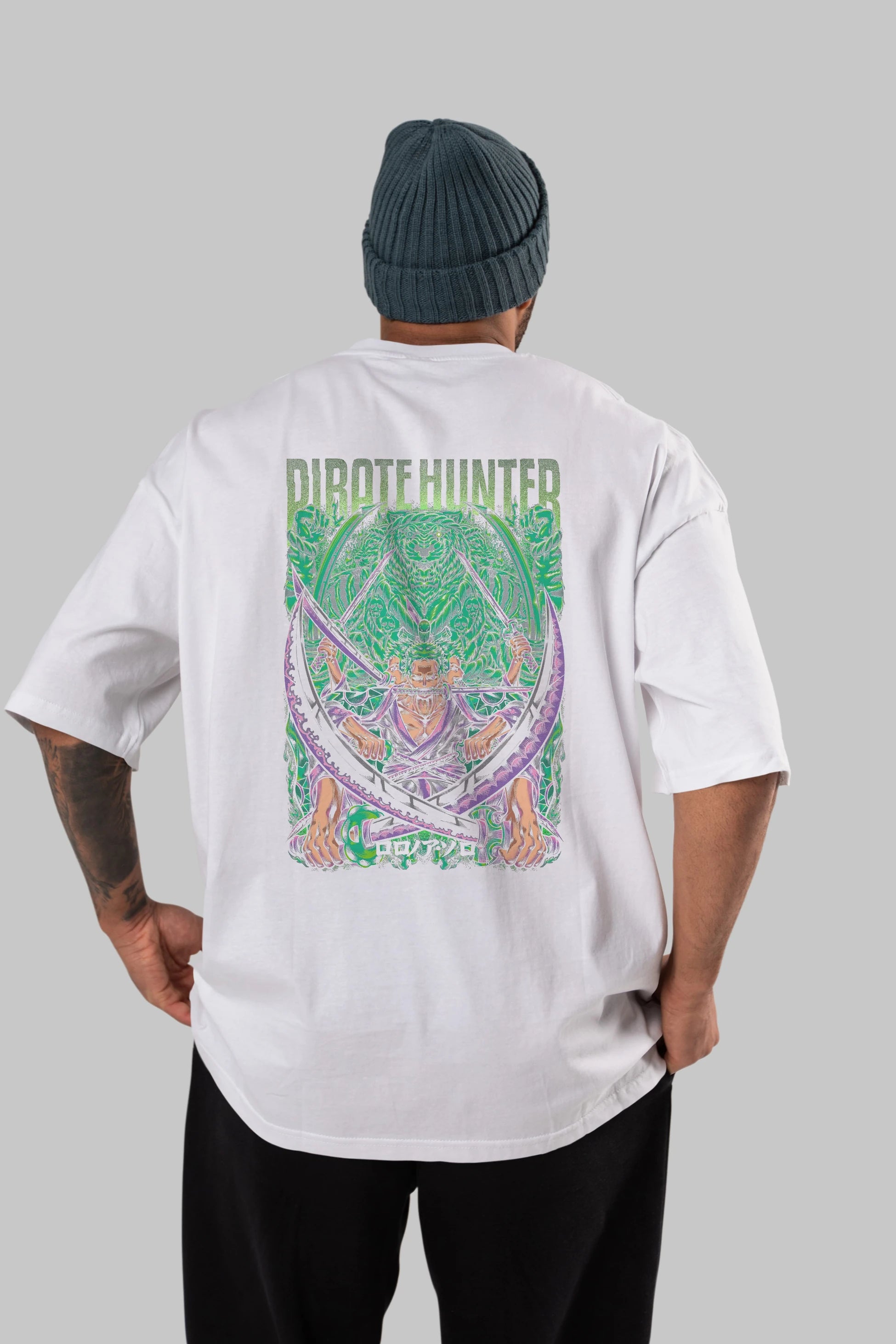 RORONOA ZORO 3 Anime Arka Baskılı Oversize t-shirt Erkek Kadın Unisex