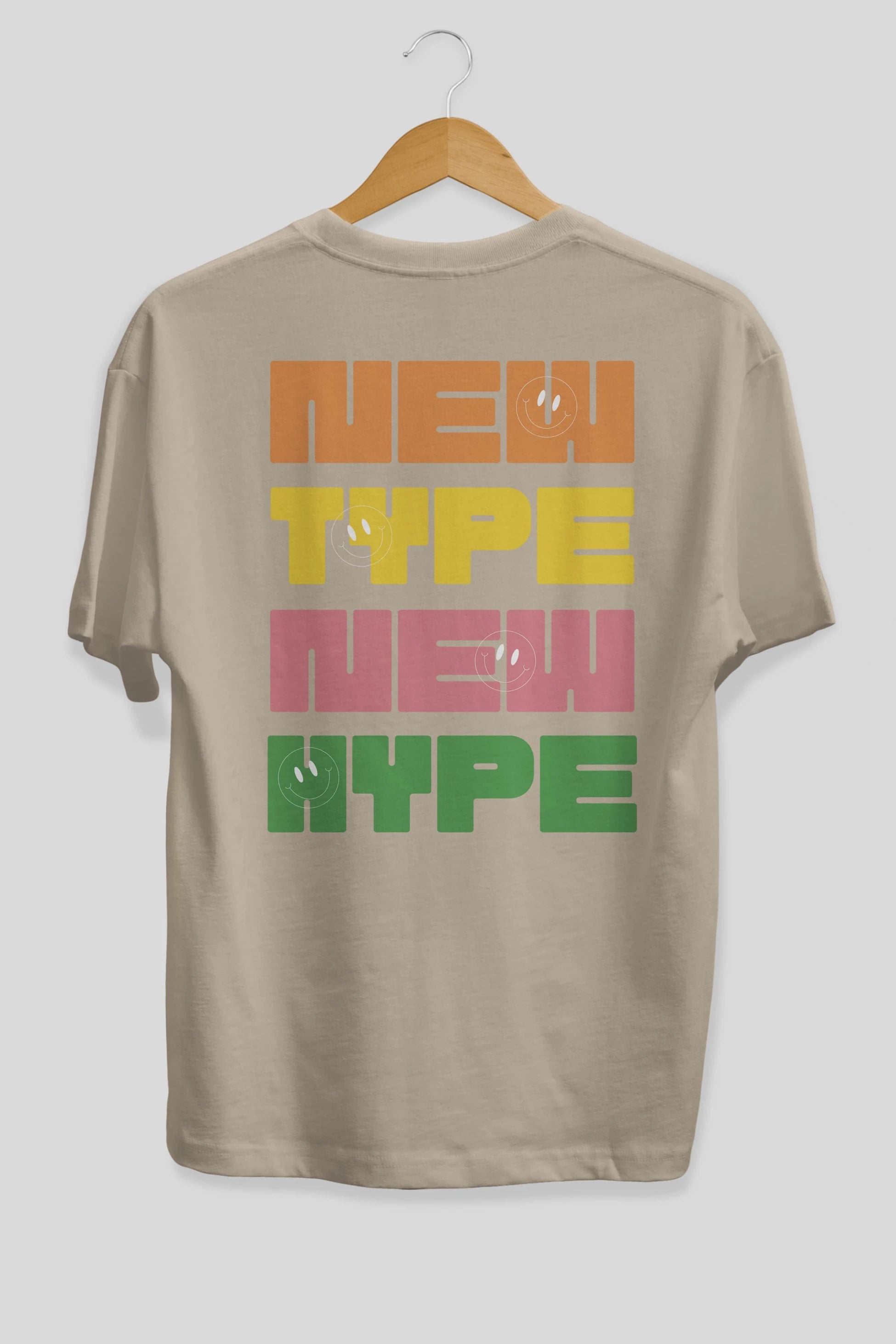 New Type New Hype Yazılı Arka Baskılı Oversize t-shirt Erkek Kadın Unisex