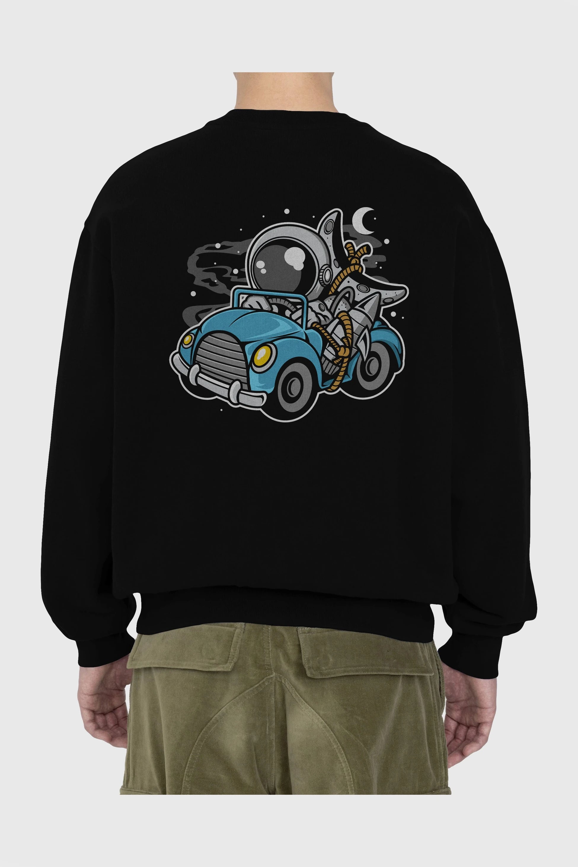 Astronaut Journey Arka Baskılı Oversize Sweatshirt Erkek Kadın Unisex