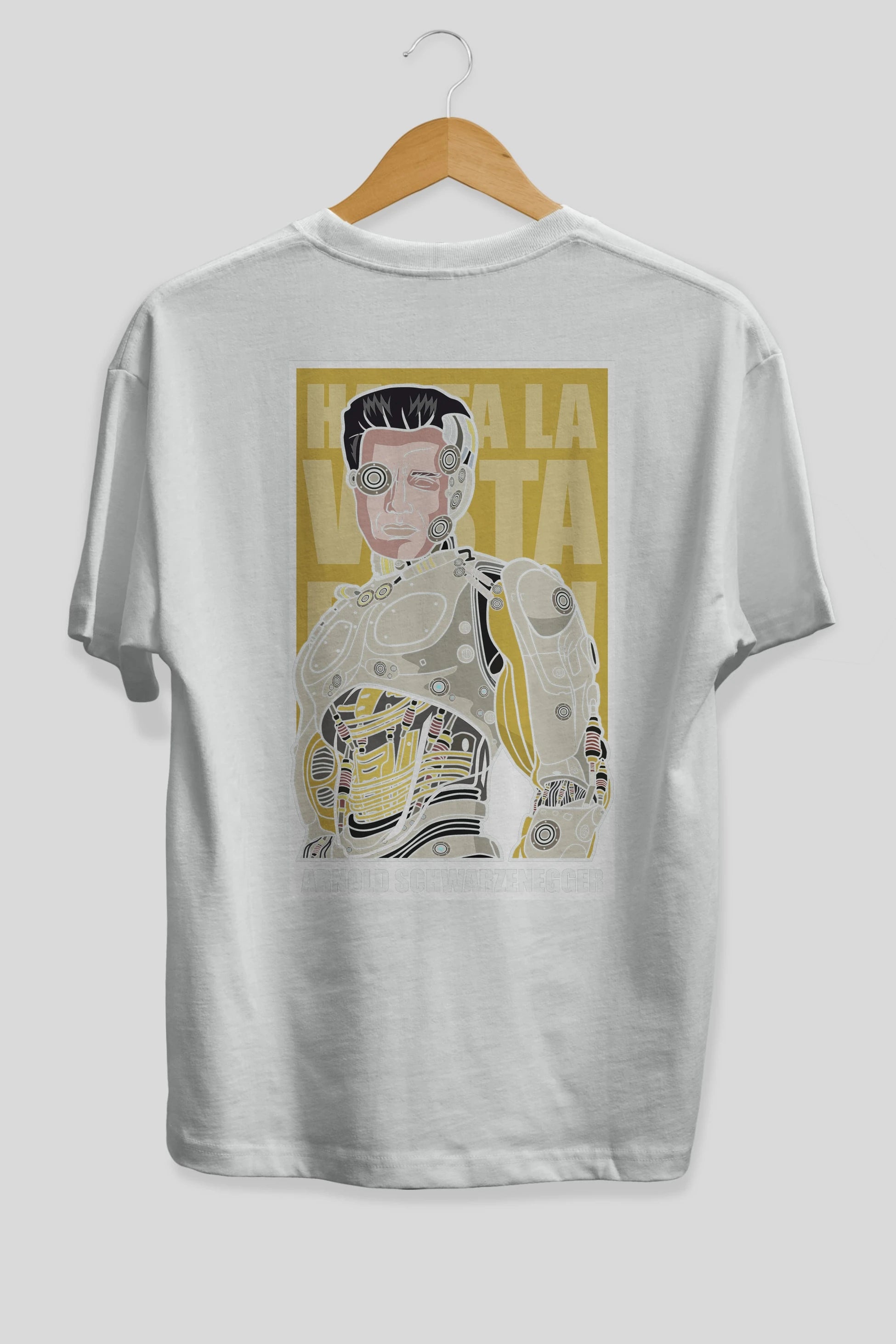 Arnold Robot Human Arka Baskılı Oversize t-shirt Erkek Kadın Unisex %100 Pamuk tişort