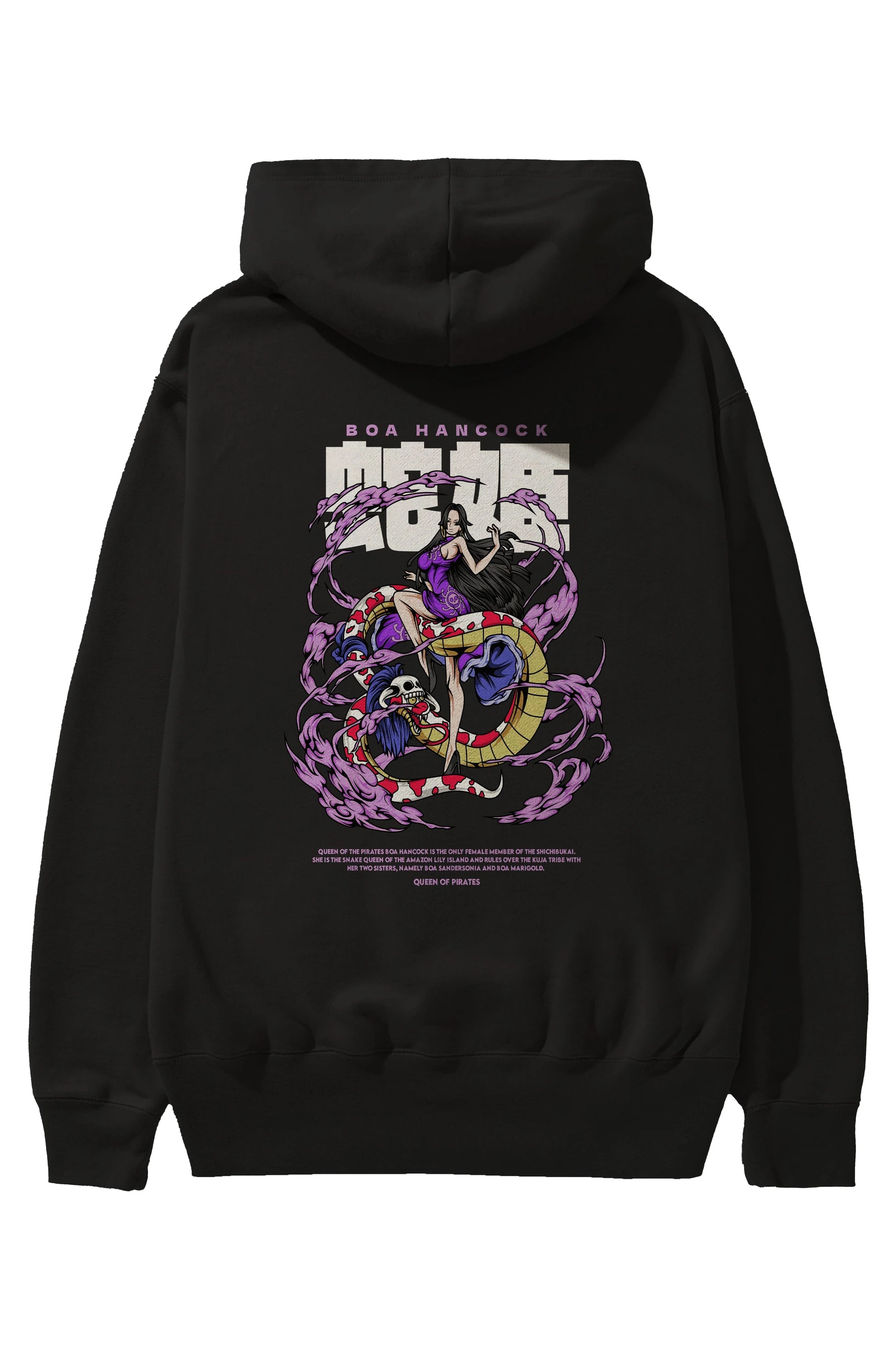 Boa Hancock Anime Arka Baskılı Hoodie Oversize Kapüşonlu Sweatshirt Erkek Kadın Unisex