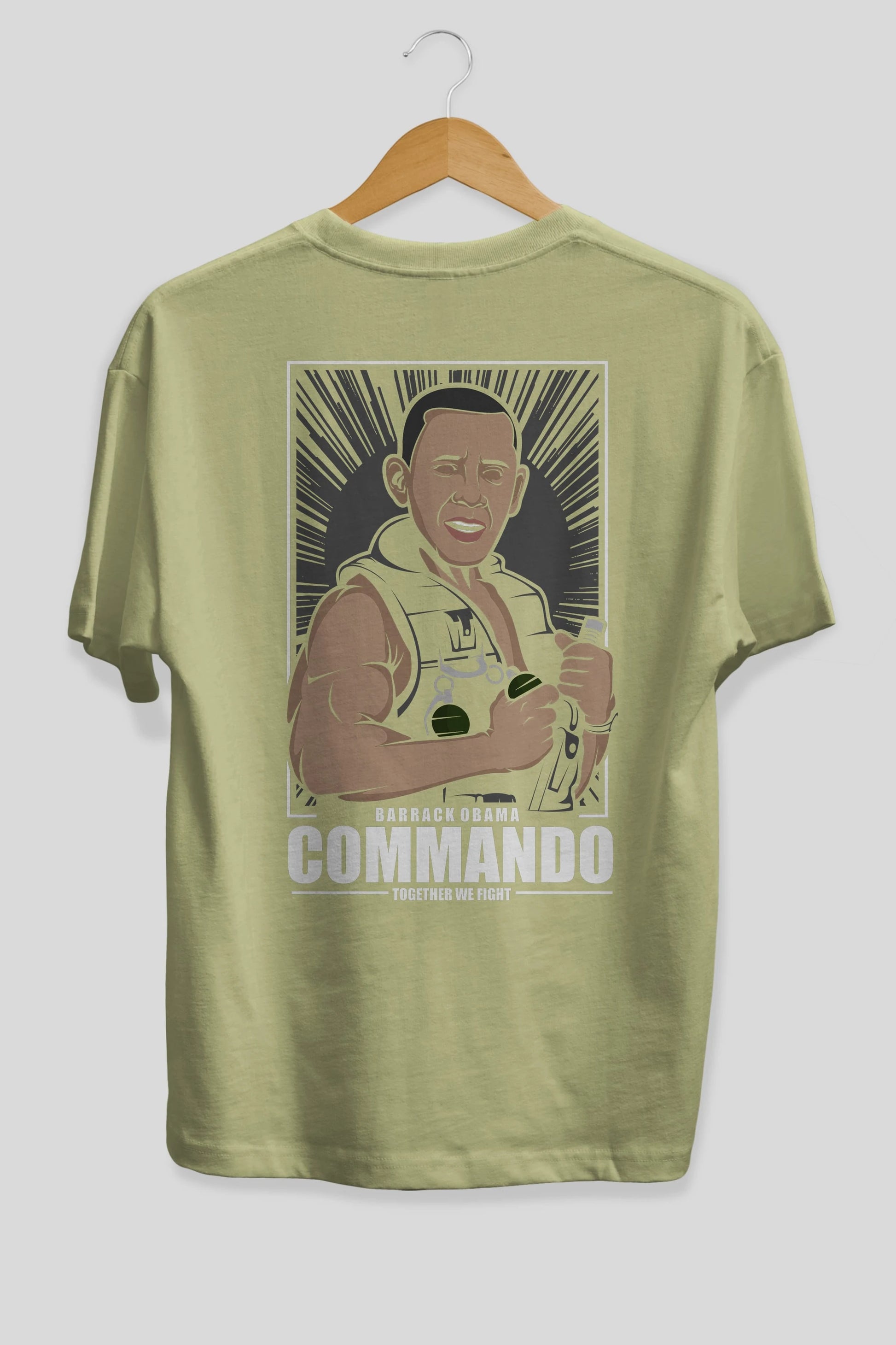 Obama Commando Arka Baskılı Oversize t-shirt Erkek Kadın Unisex %100 Pamuk tişort