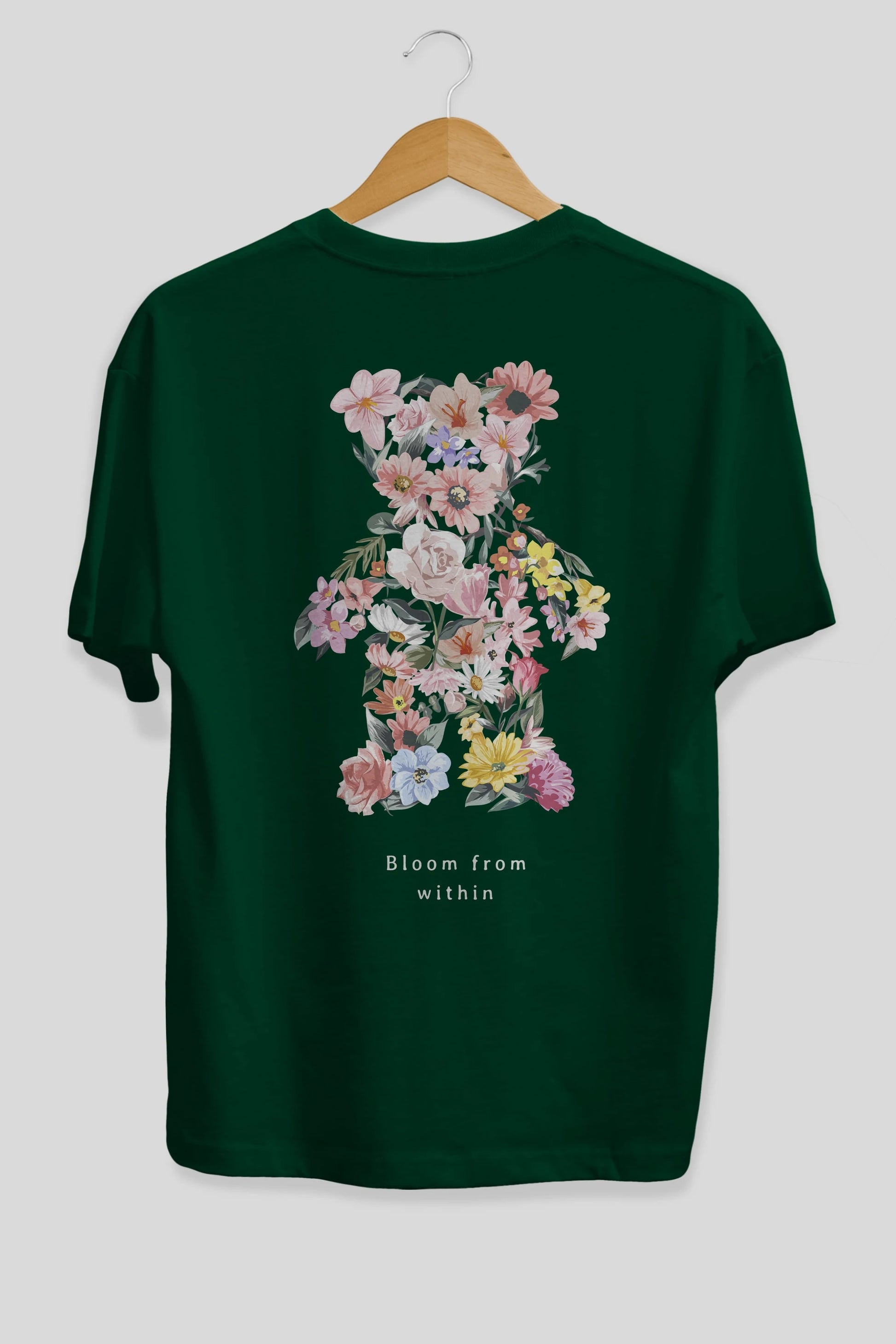 Bloom from Bear Arka Baskılı Oversize t-shirt Erkek Kadın Unisex