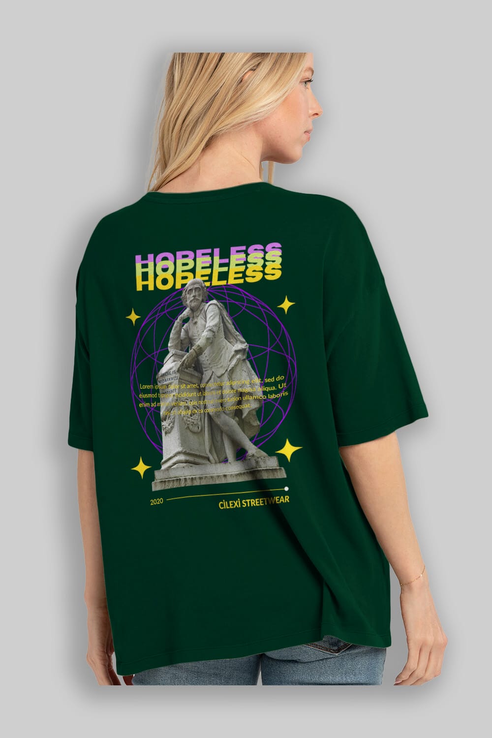 Hopeless Arka Baskılı Oversize t-shirt Erkek Kadın Unisex