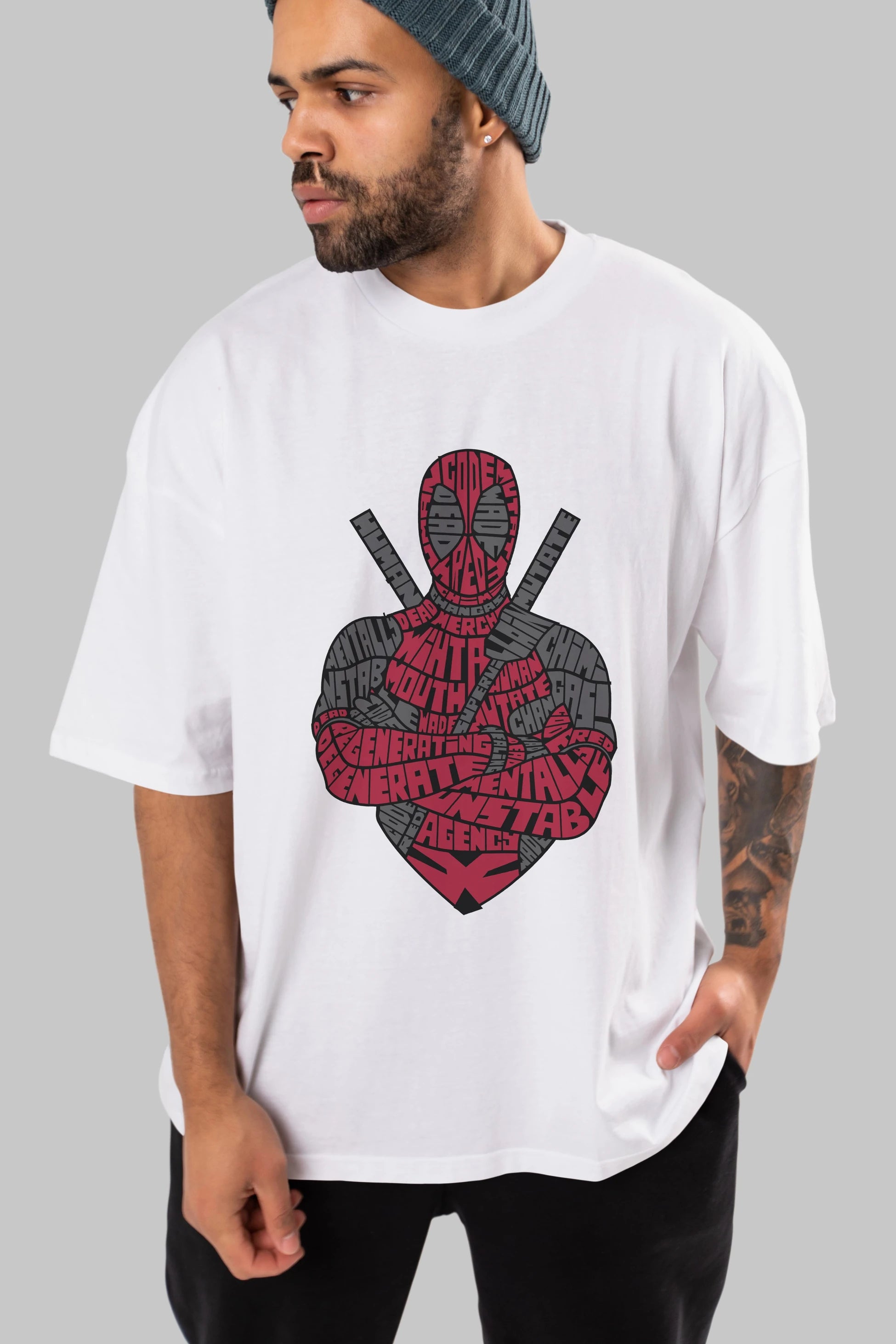 Dead Red Ön Baskılı Oversize t-shirt %100 pamuk Erkek Kadın Unisex