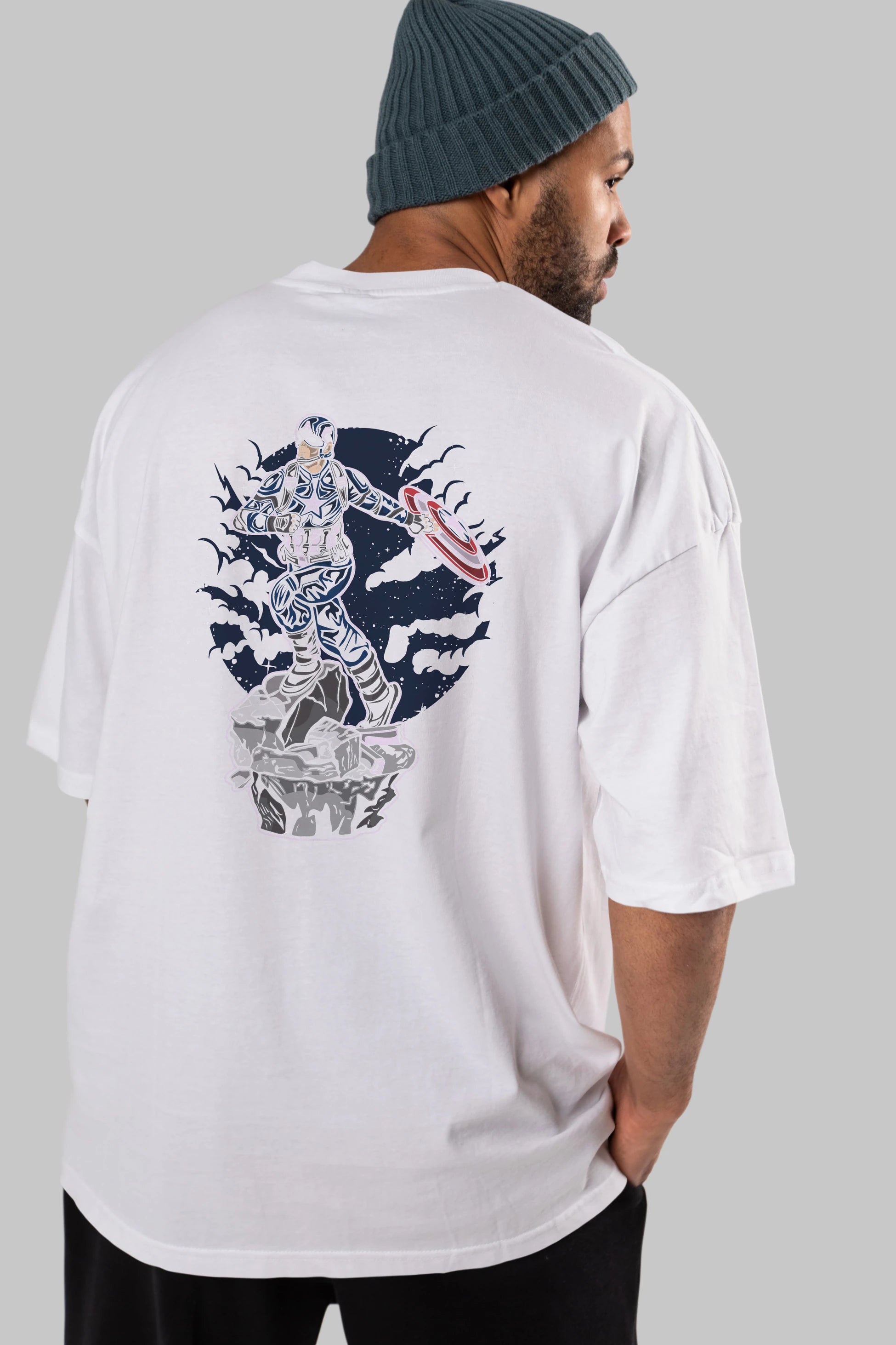 CAPTAIN AMERICA Arka Baskılı Oversize t-shirt Erkek Kadın Unisex %100 Pamuk
