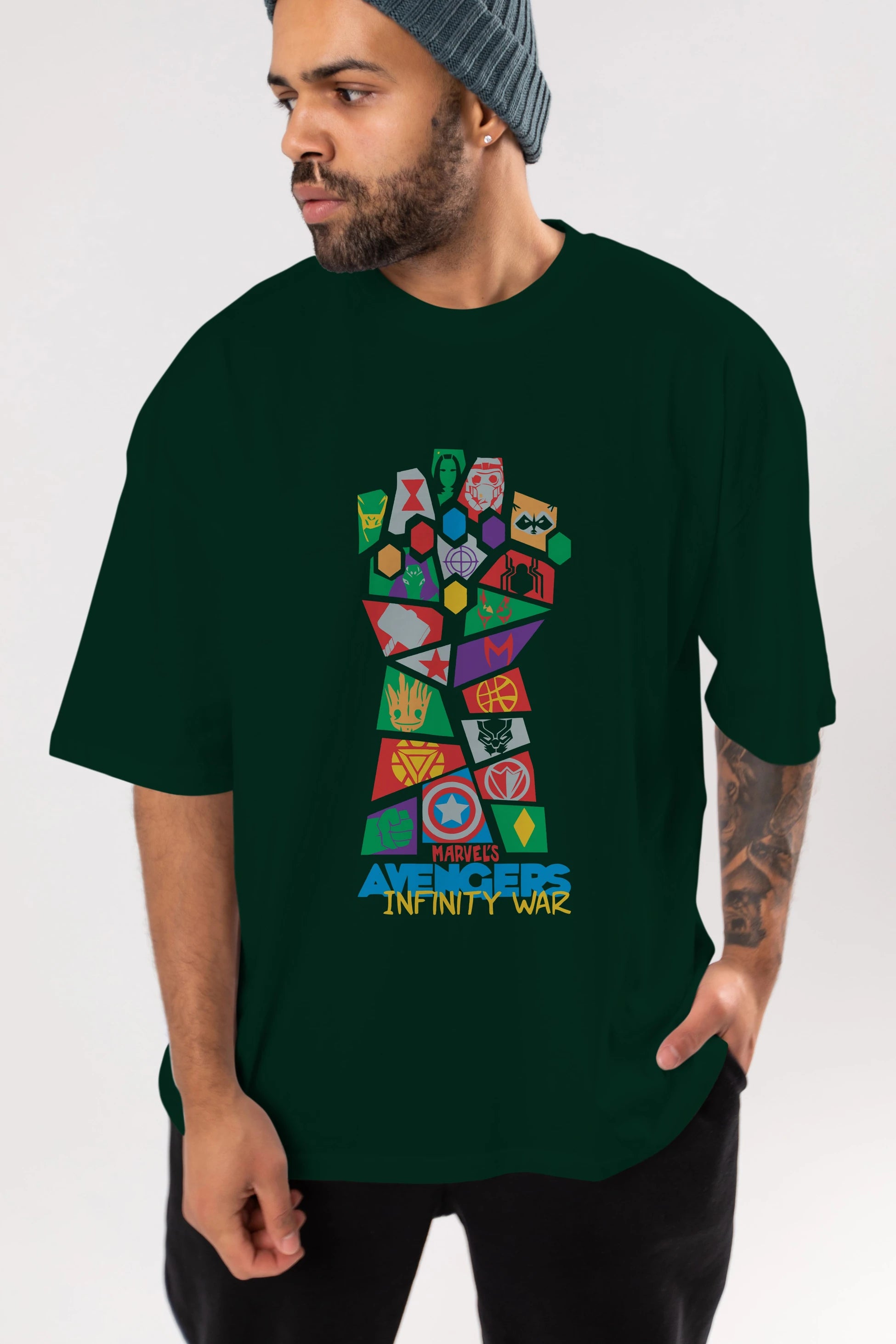The Avengers Ön Baskılı Oversize t-shirt Erkek Kadın Unisex %100 Pamuk Bisiklet Yaka tişort