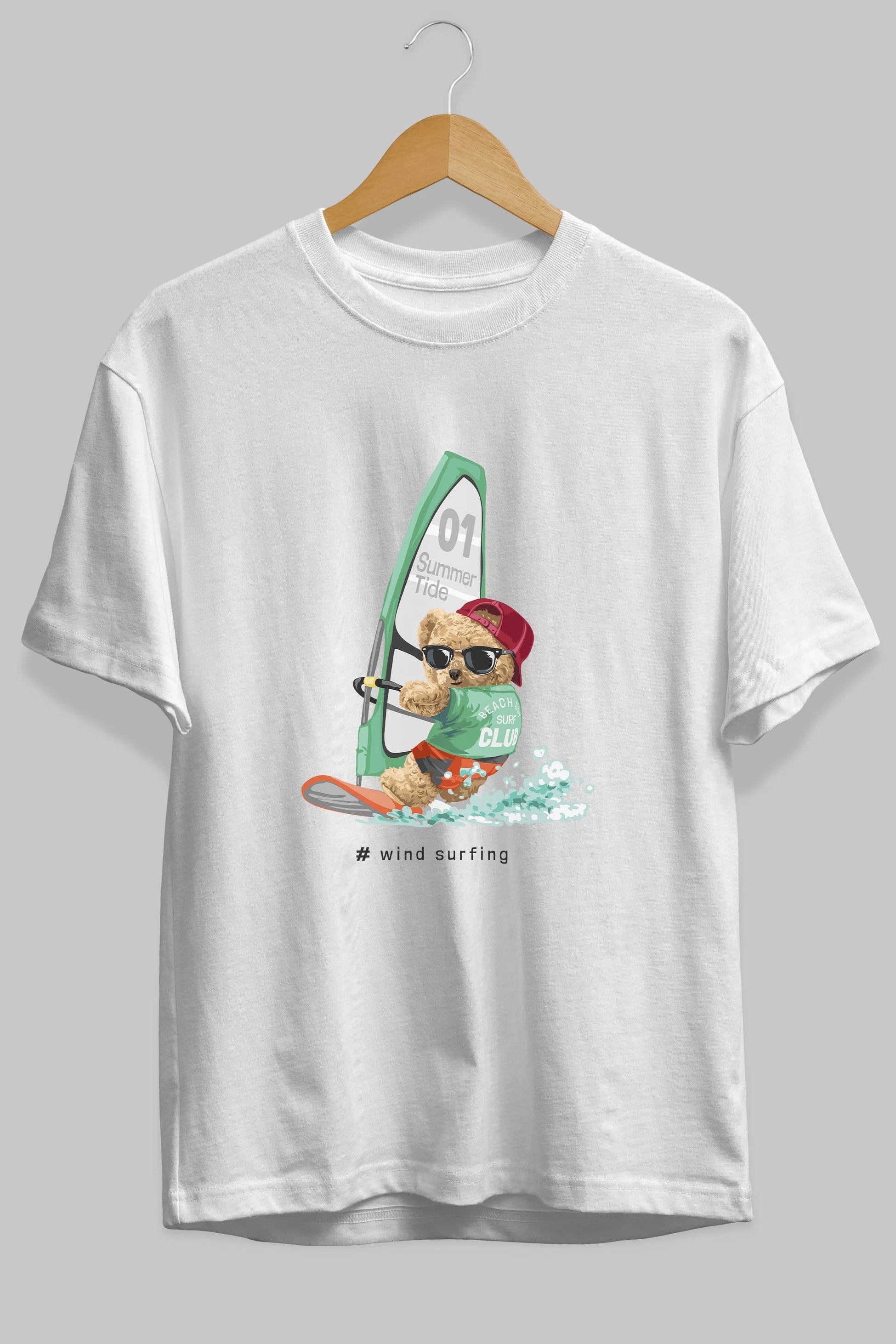 Teddy Bear Summer Tide Ön Baskılı Oversize t-shirt Erkek Kadın Unisex %100 Pamuk