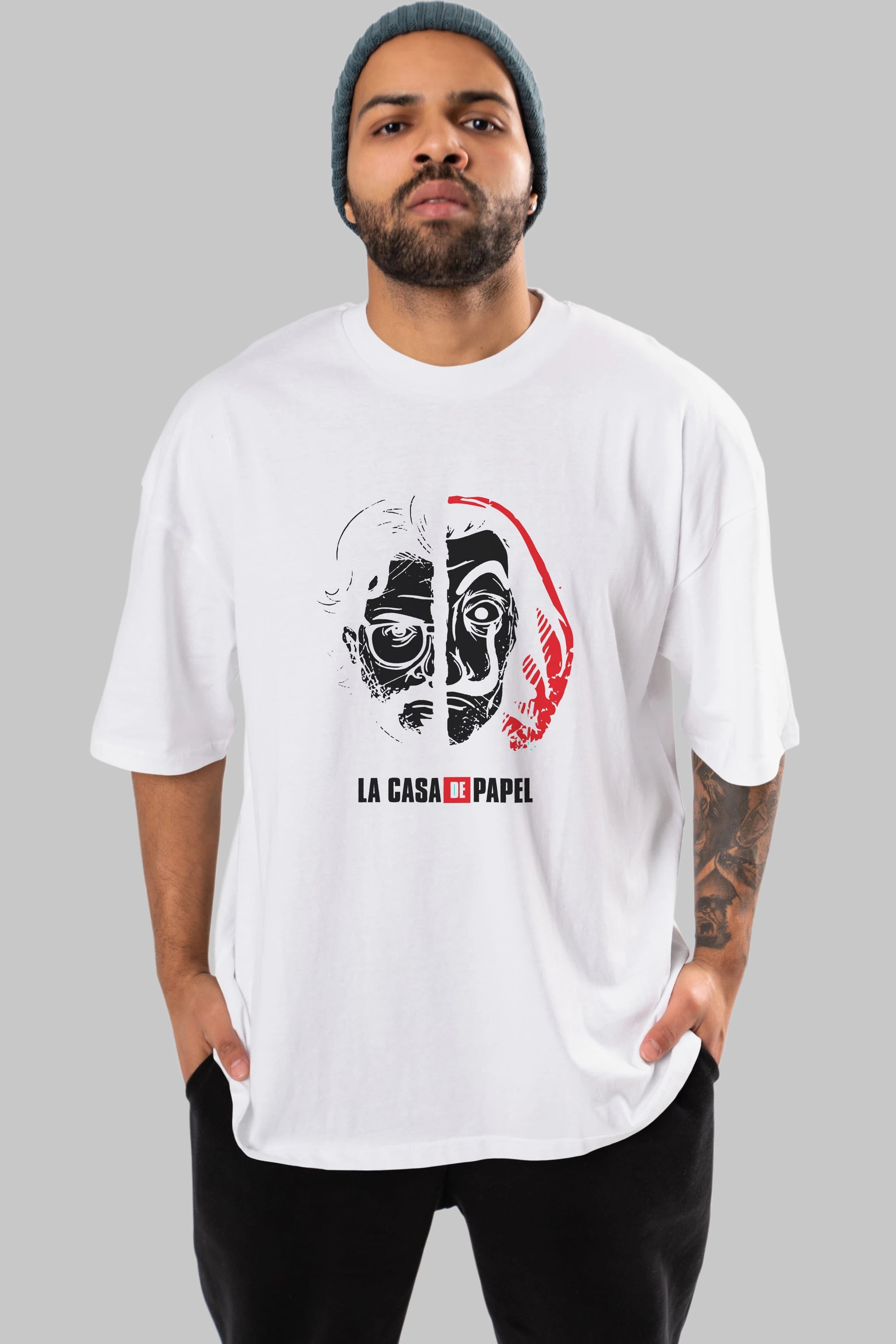 La Casa De Papel (9) Ön Baskılı Oversize t-shirt Erkek Kadın Unisex %100 Pamuk Bisiklet Yaka tişort