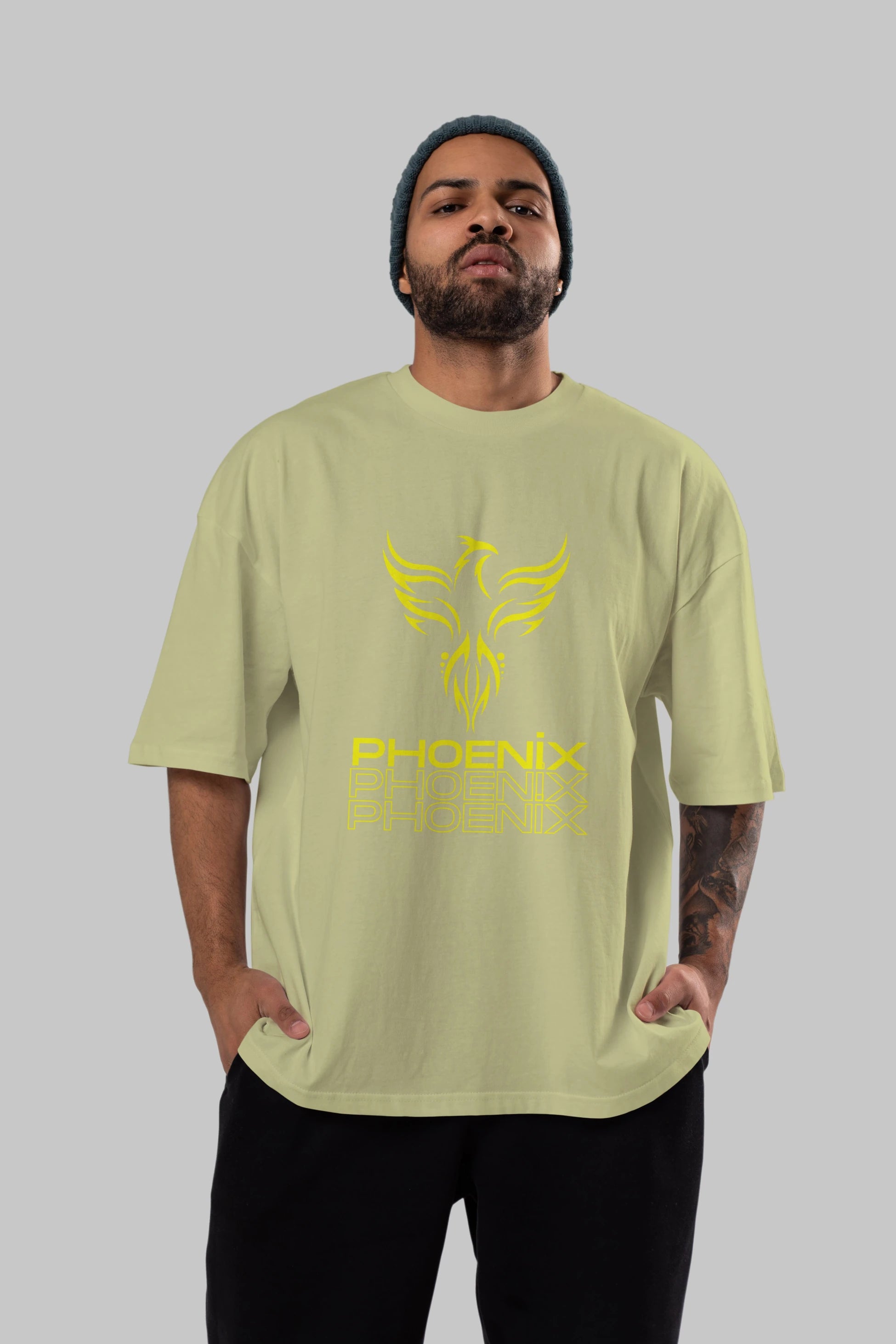 Phoenix Yazılı Ön Baskılı Oversize t-shirt Erkek Kadın Unisex