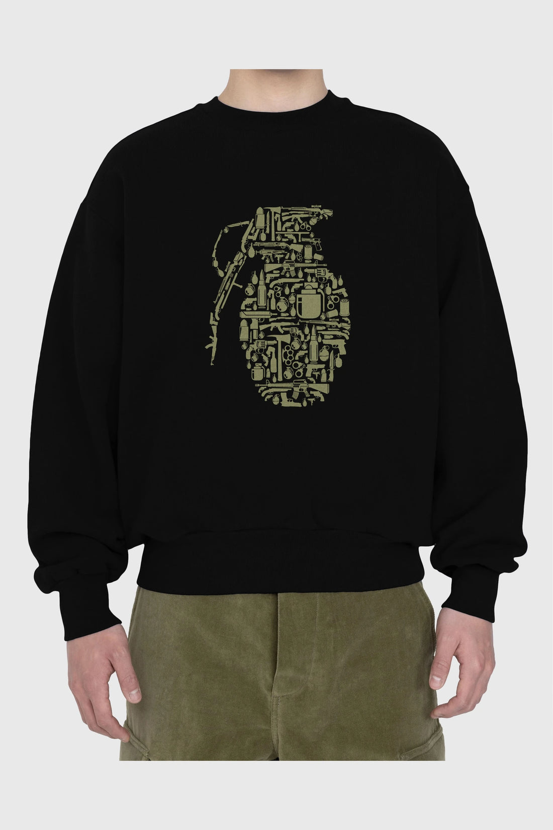 Grenade Ön Baskılı Oversize Sweatshirt Erkek Kadın Unisex