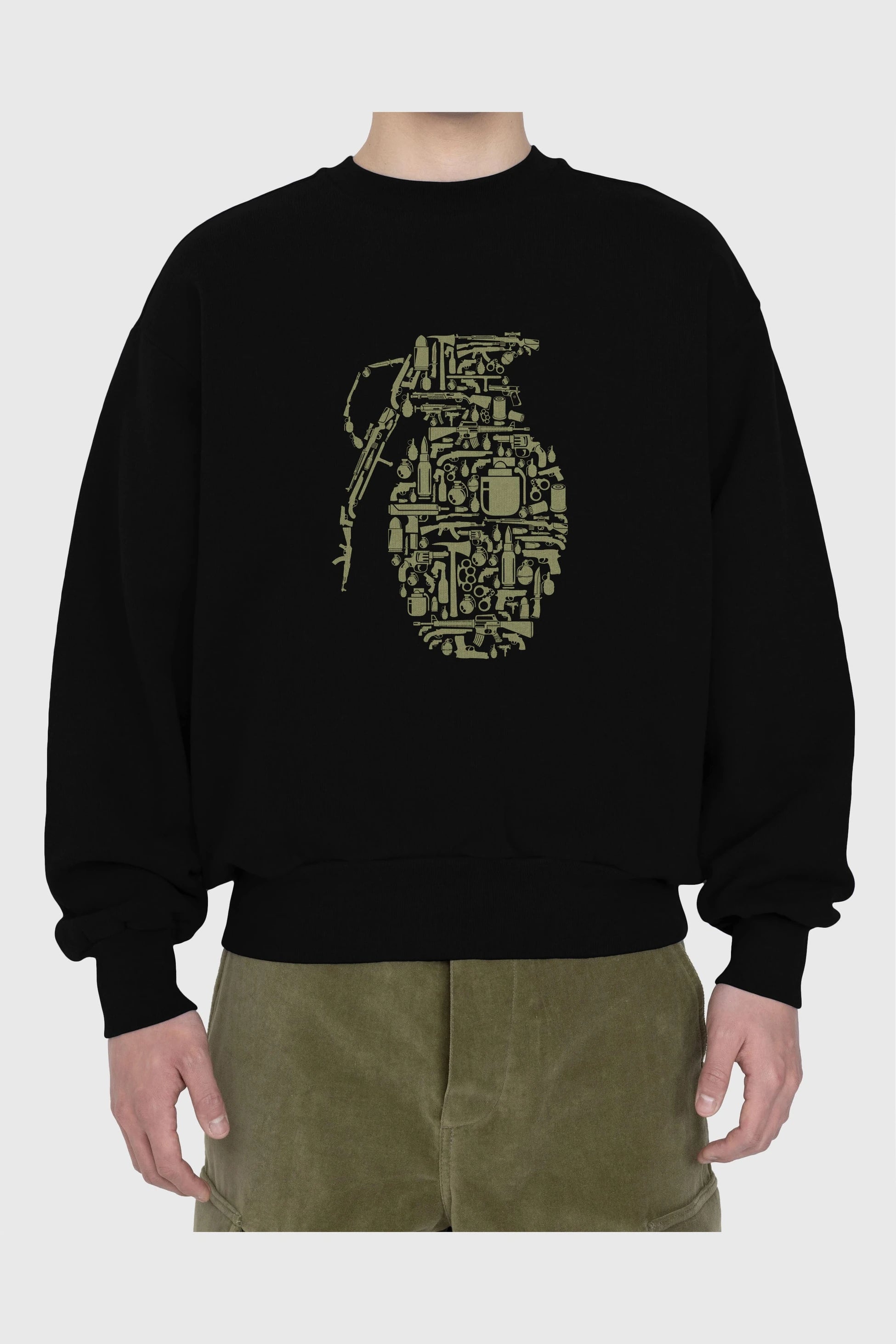 Grenade Ön Baskılı Oversize Sweatshirt Erkek Kadın Unisex