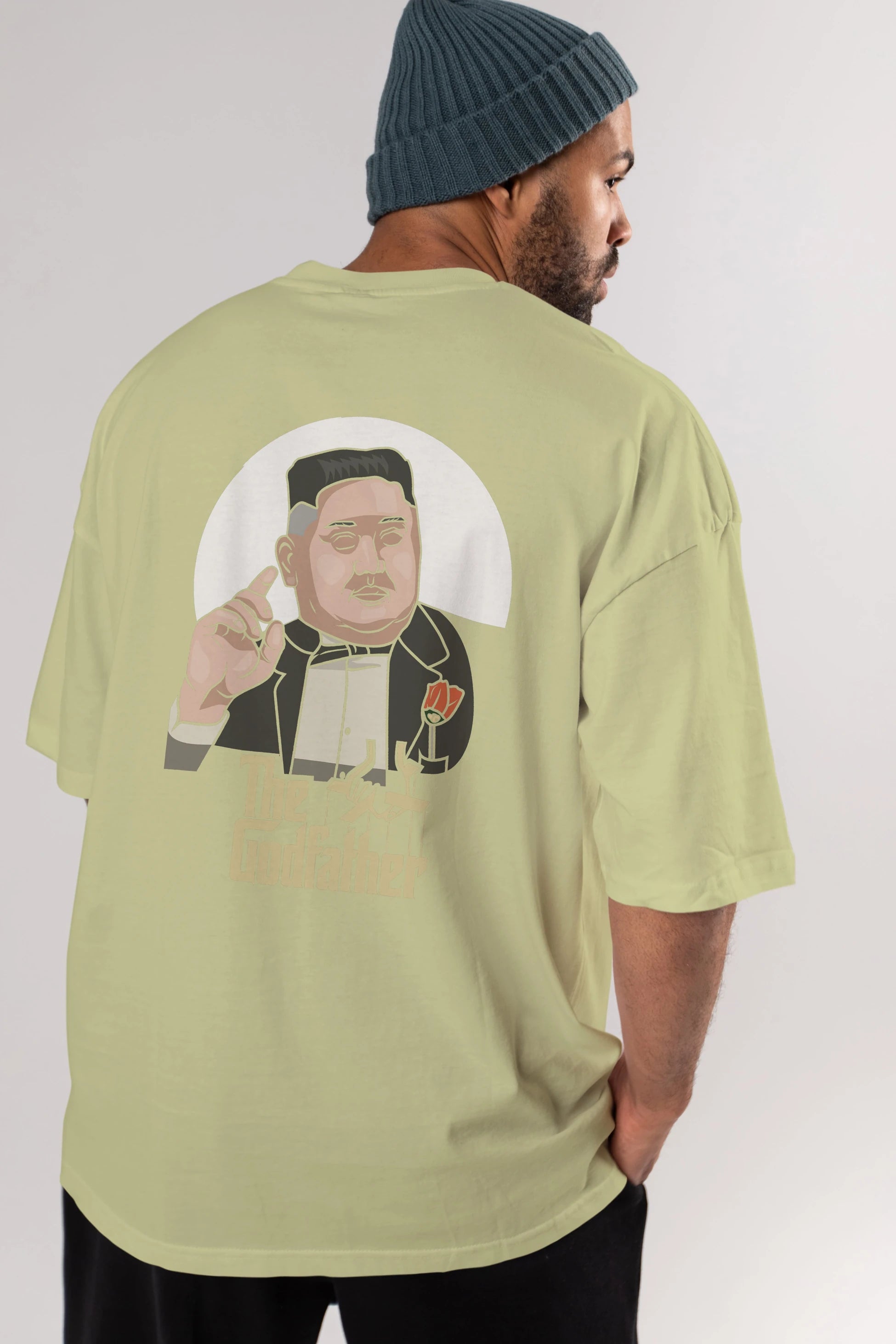 Godfather Jong Un Arka Baskılı Oversize t-shirt Erkek Kadın Unisex %100 Pamuk tişort