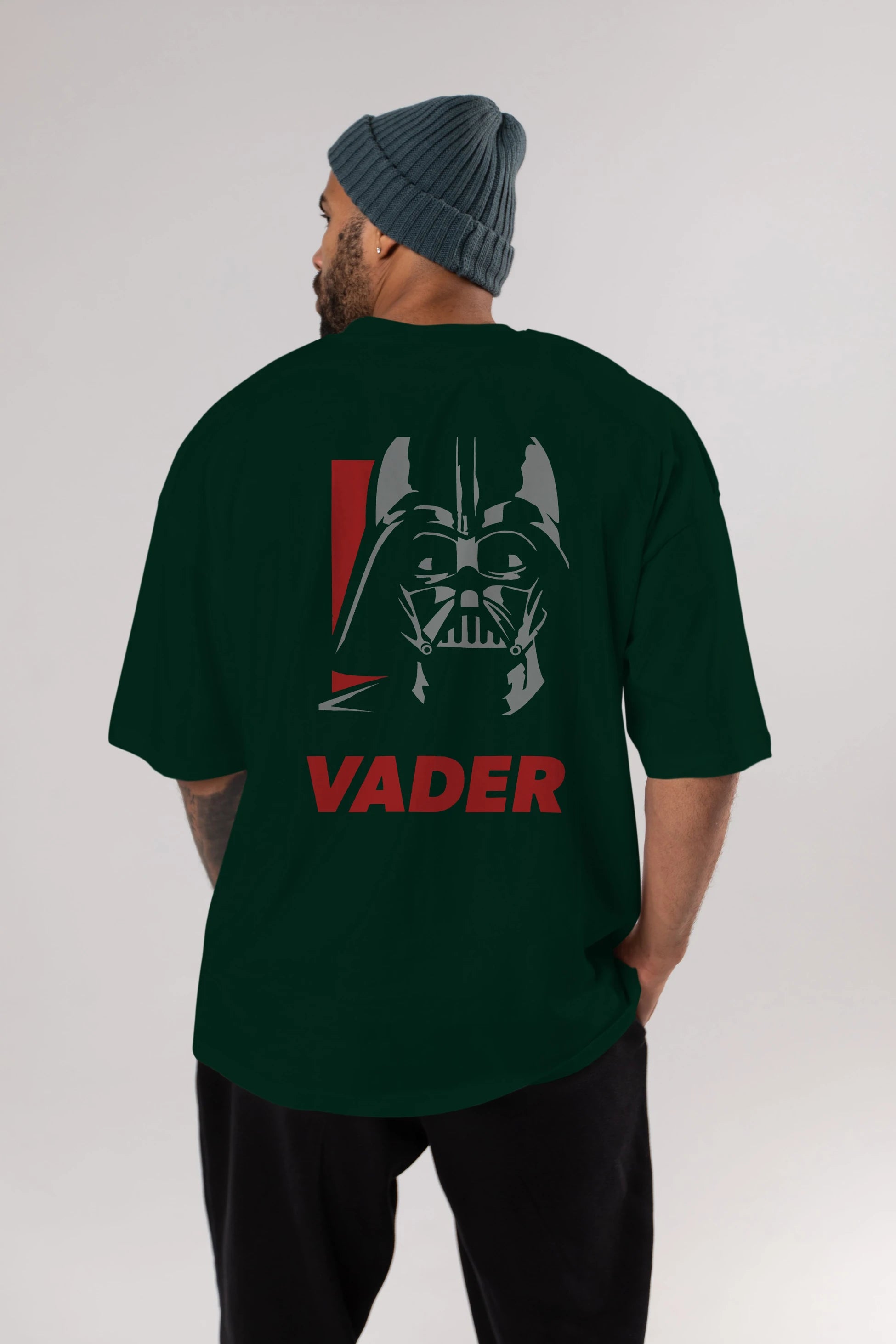 Darth Vader Arka Baskılı Oversize t-shirt Erkek Kadın Unisex %100 Pamuk Bisiklet Yaka tişort