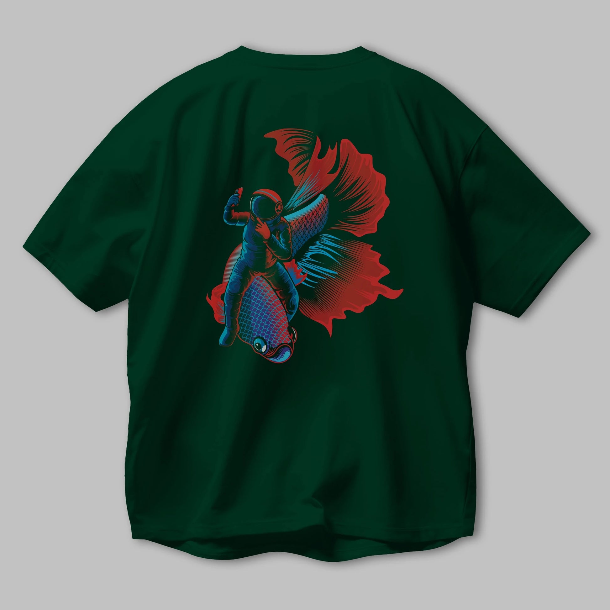 Astrofish selfie Arka Baskılı Oversize t-shirt Erkek Kadın Unisex