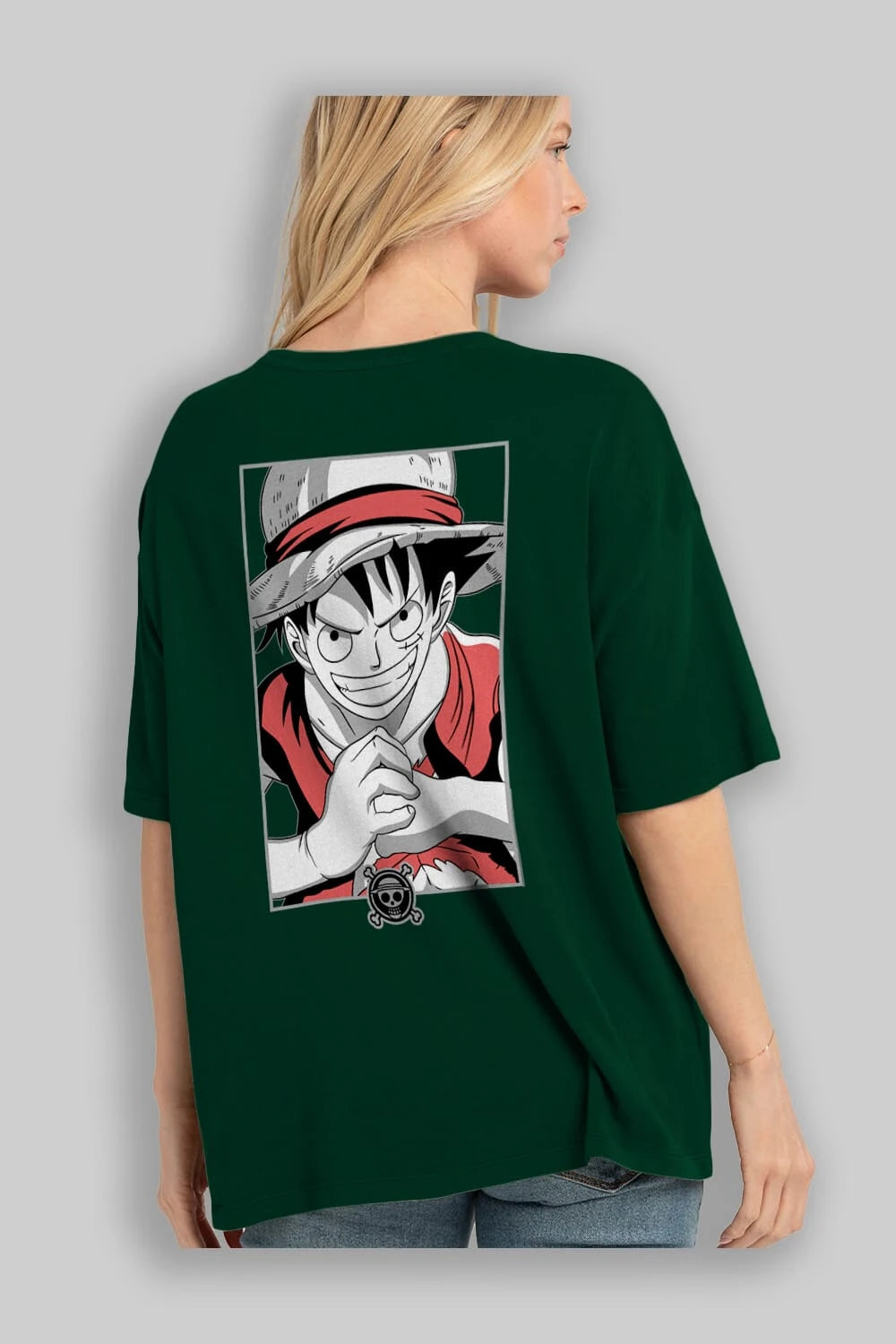 LUFF D. MONKEY OnePiece Anime Arka Baskılı Oversize t-shirt Erkek Kadın Unisex