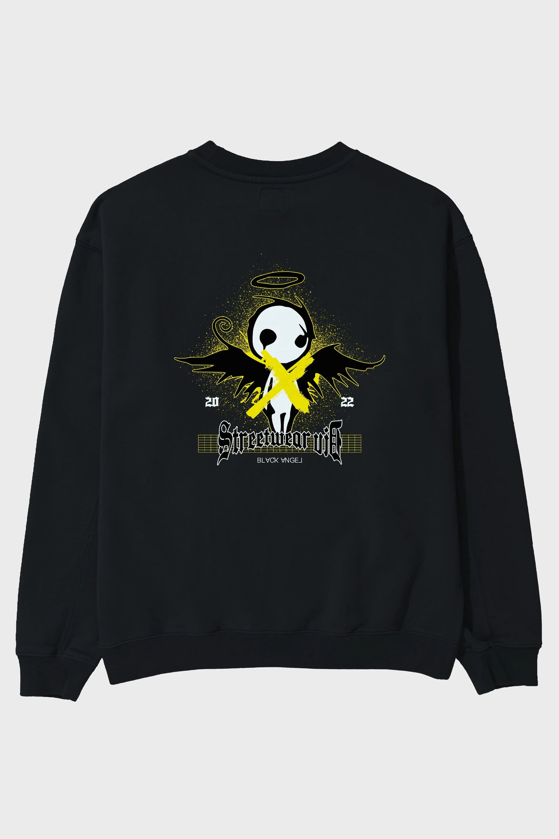 Black Angel Arka Baskılı Oversize Sweatshirt Erkek Kadın Unisex