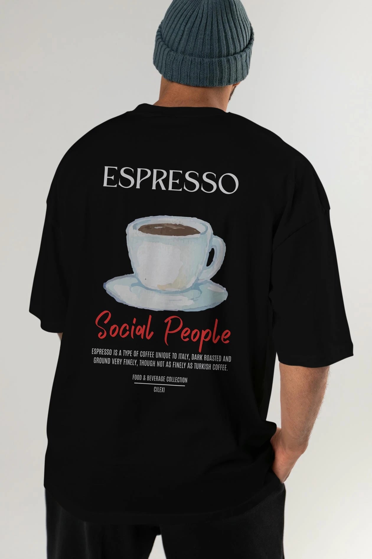 Espresso Kokteyl Serisi Baskılı Oversize t-shirt Erkek Kadın Unisex %100 Pamuk Bisiklet Yaka tişort
