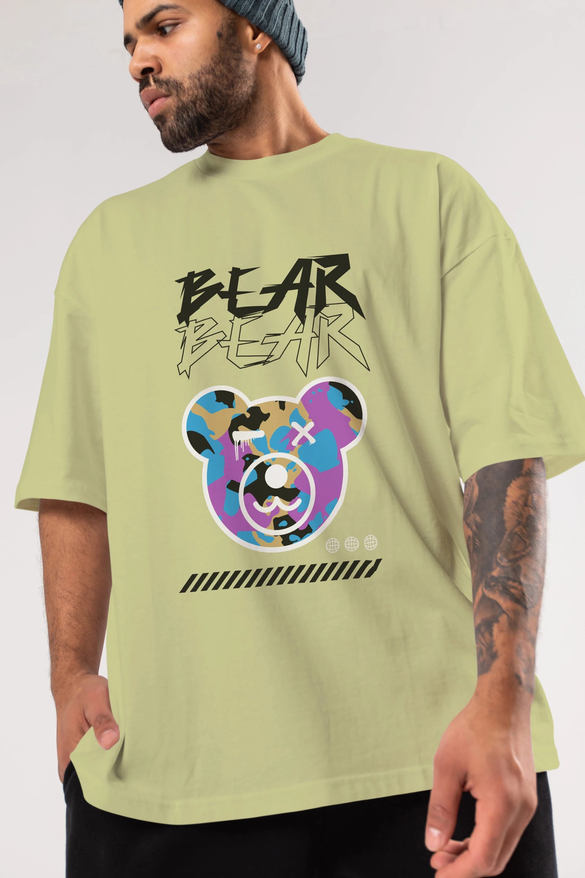 Bear Bear Ön Baskılı Oversize t-shirt Erkek Kadın Unisex