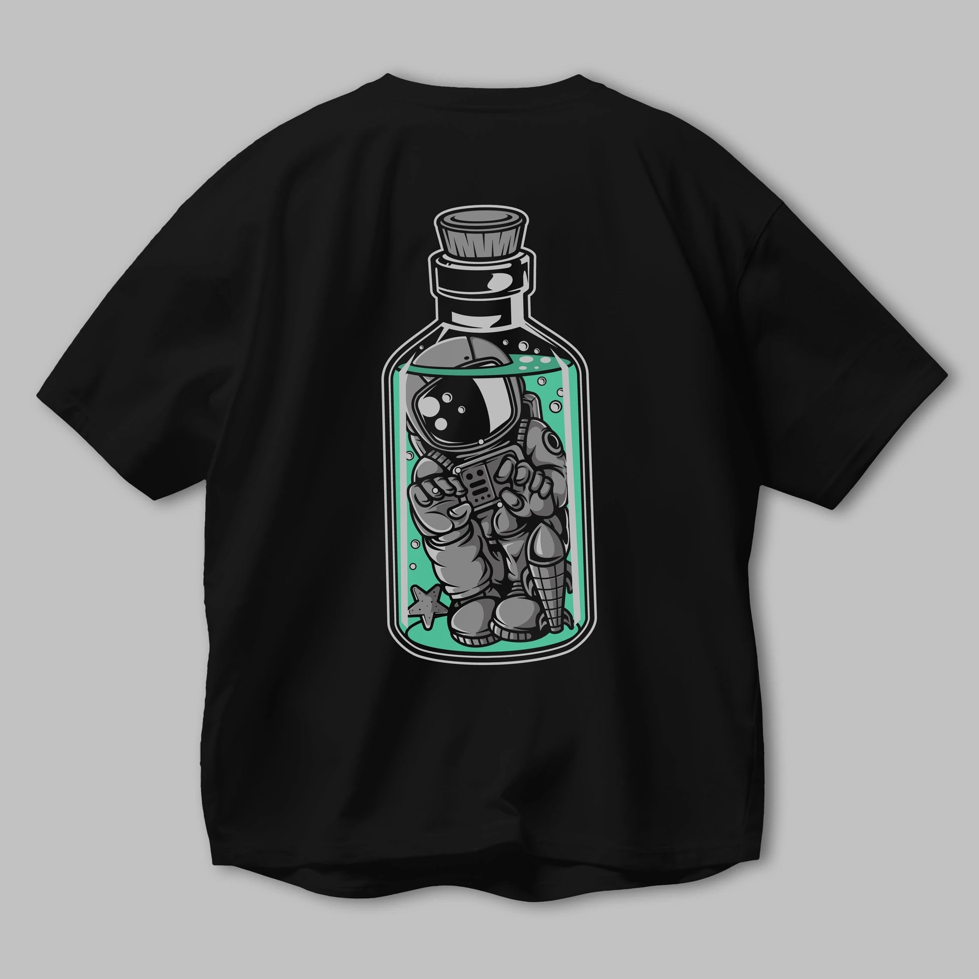 Astronaut in The Bottle Arka Baskılı Oversize t-shirt Erkek Kadın Unisex
