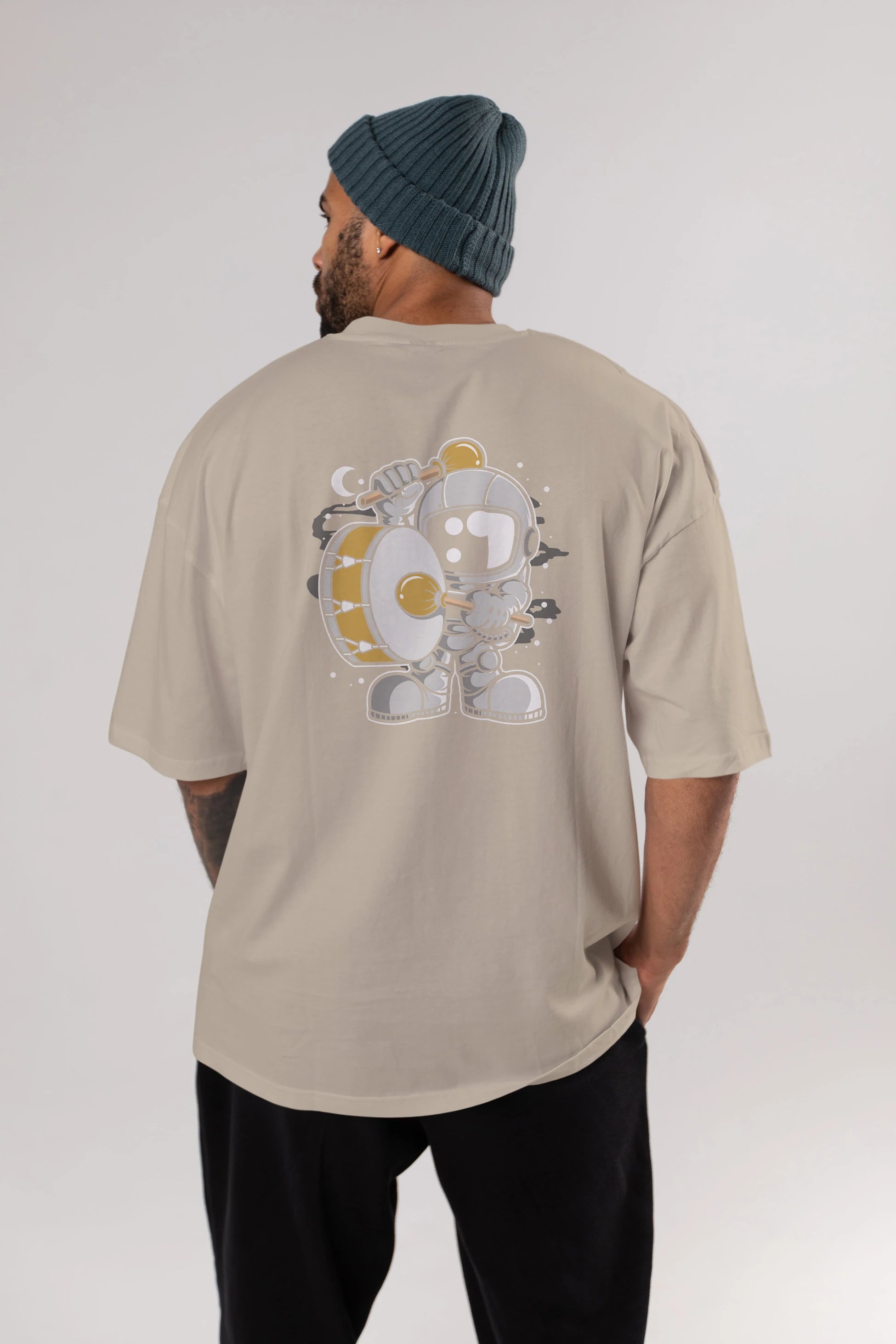 Astronaut Marching Band Arka Baskılı Oversize t-shirt Erkek Kadın Unisex