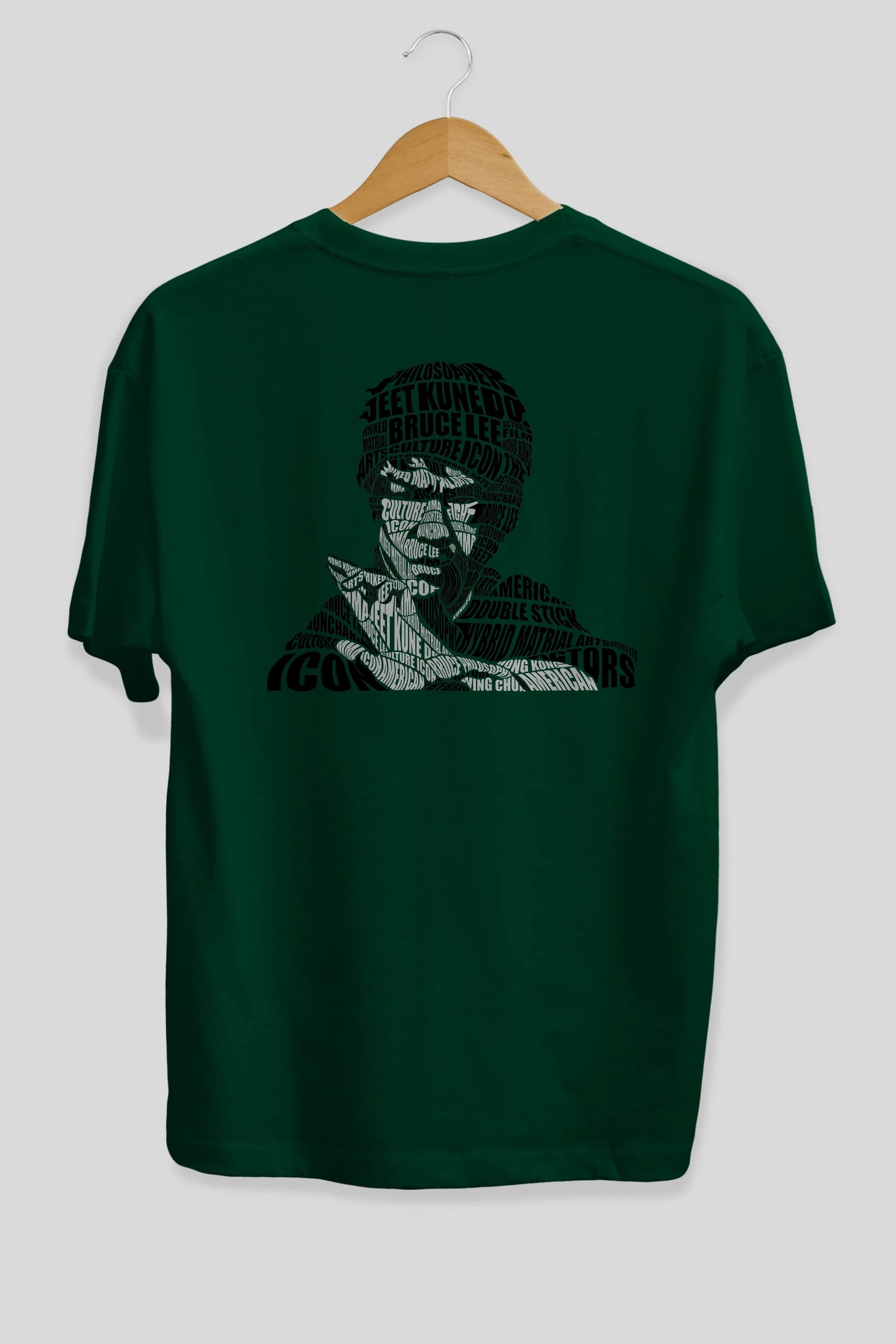 Bruce Lee Calligram Arka Baskılı Oversize t-shirt %100 pamuk Erkek Kadın Unisex