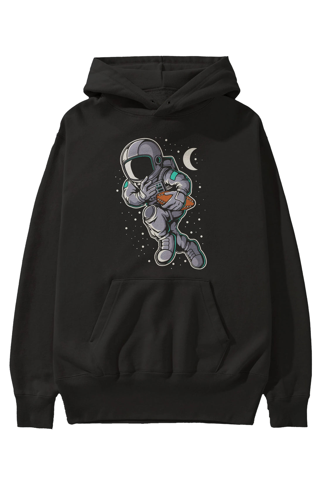 Astronaut Rugby Ön Baskılı Hoodie Oversize Kapüşonlu Sweatshirt Erkek Kadın Unisex