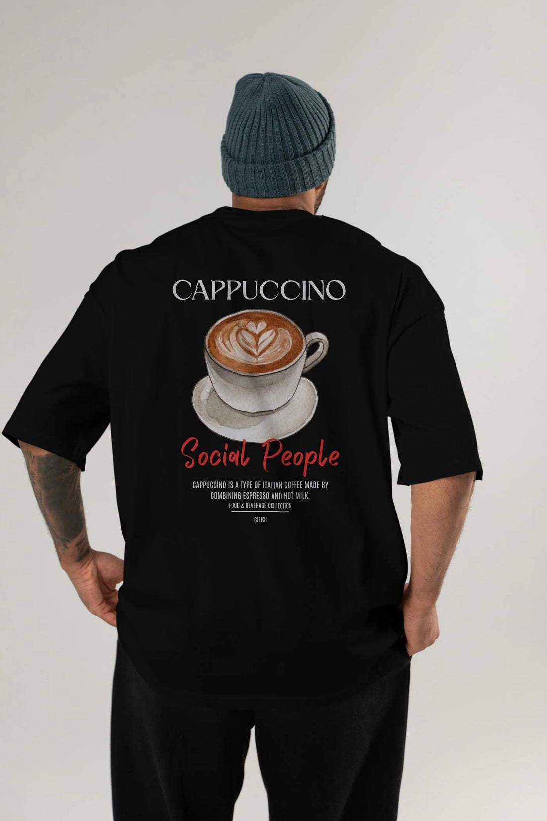 Cappuccino Kokteyl Serisi Baskılı Oversize t-shirt Erkek Kadın Unisex %100 Pamuk Bisiklet Yaka tişort