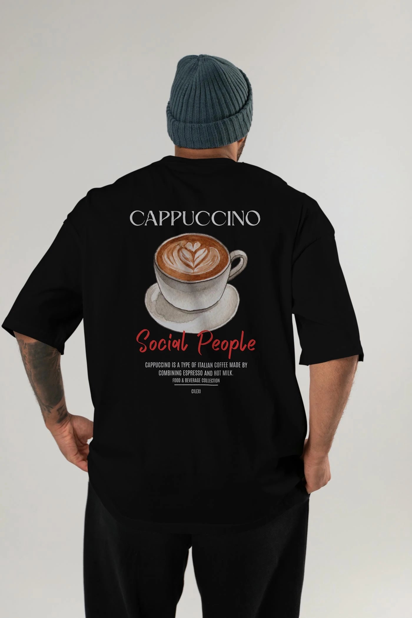 Cappuccino Kokteyl Serisi Baskılı Oversize t-shirt Erkek Kadın Unisex %100 Pamuk Bisiklet Yaka tişort