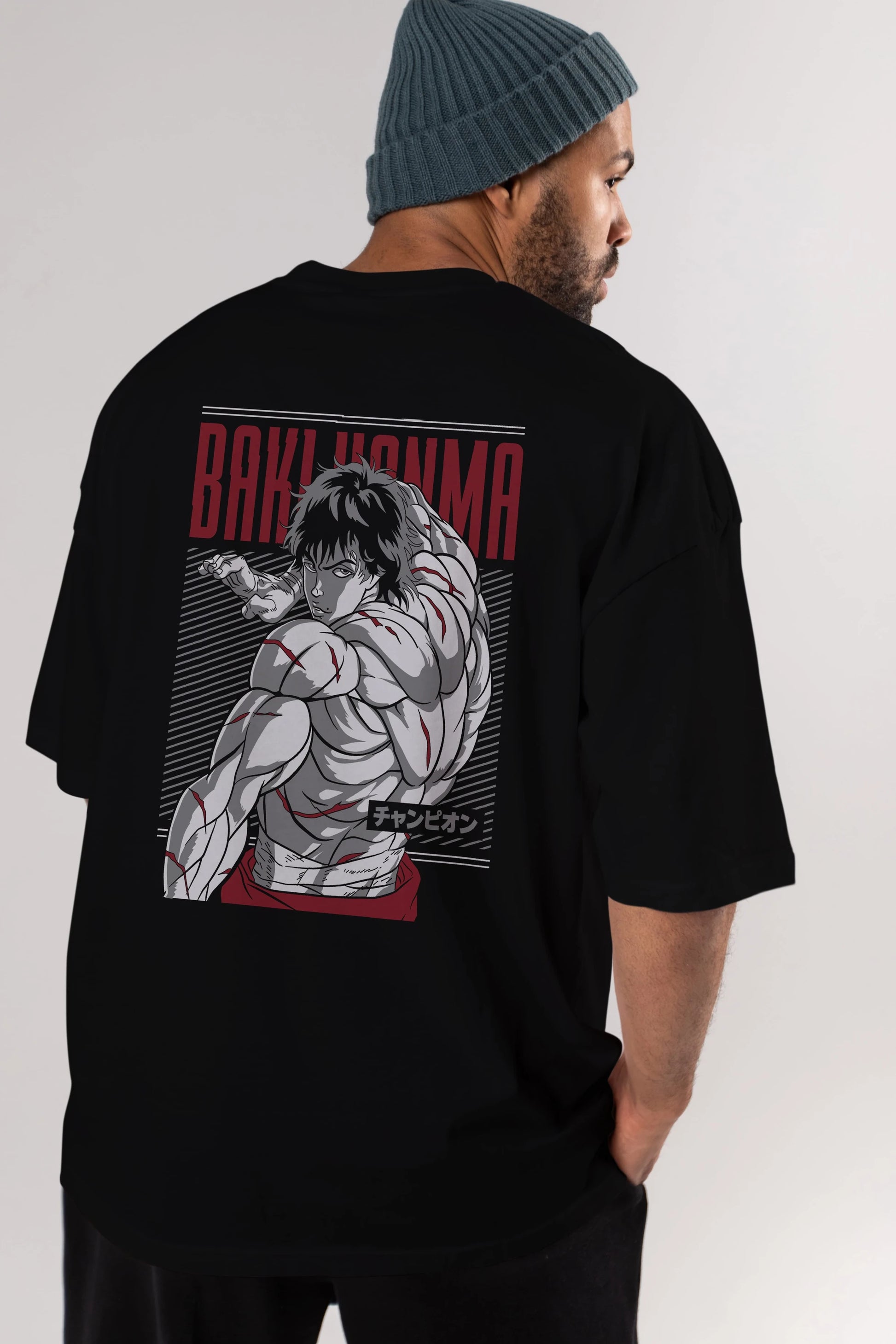 BAKI HANMA Anime Arka Baskılı Oversize t-shirt Erkek Kadın Unisex