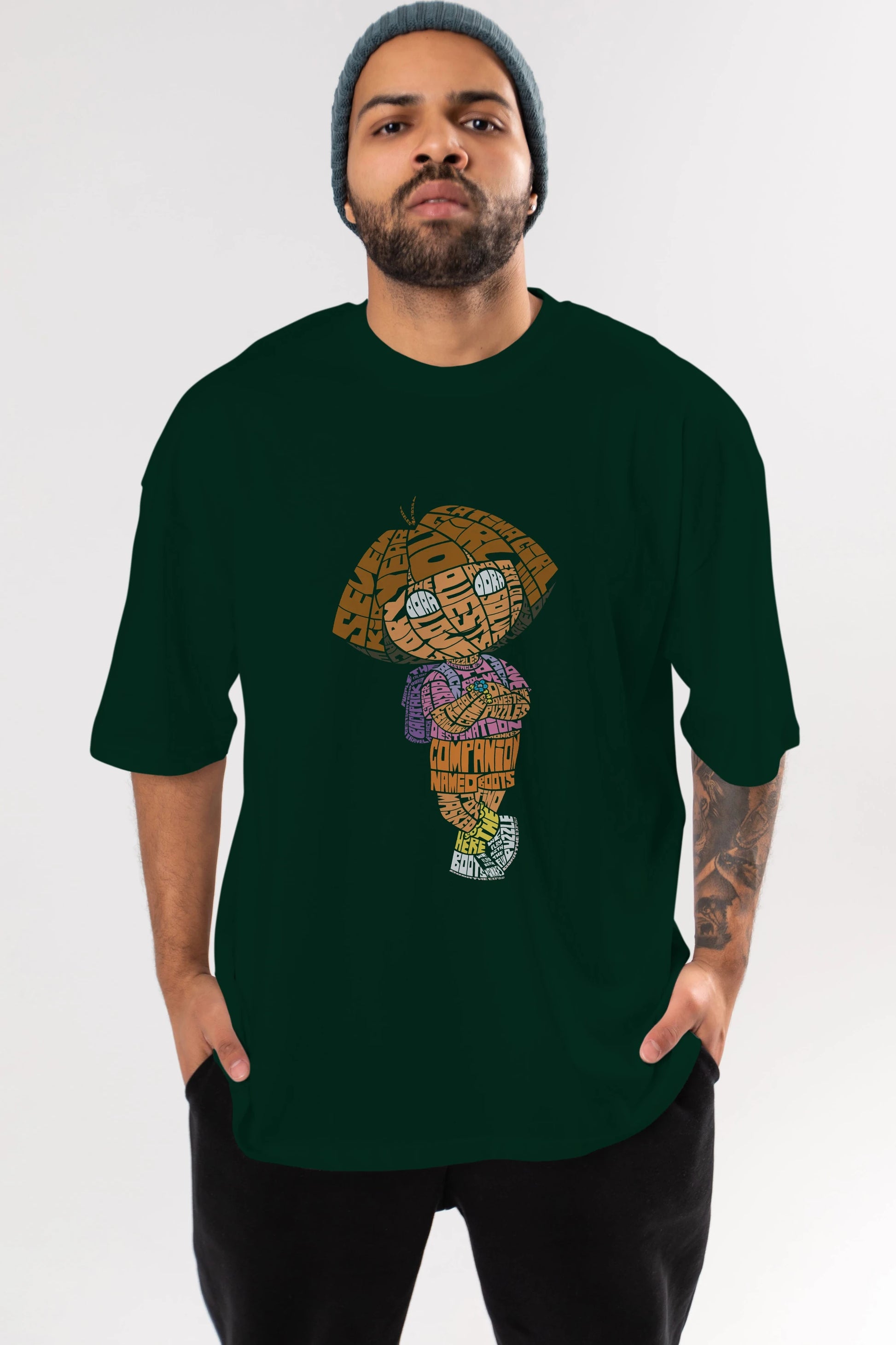 Dora Ön Baskılı Oversize t-shirt %100 pamuk Erkek Kadın Unisex