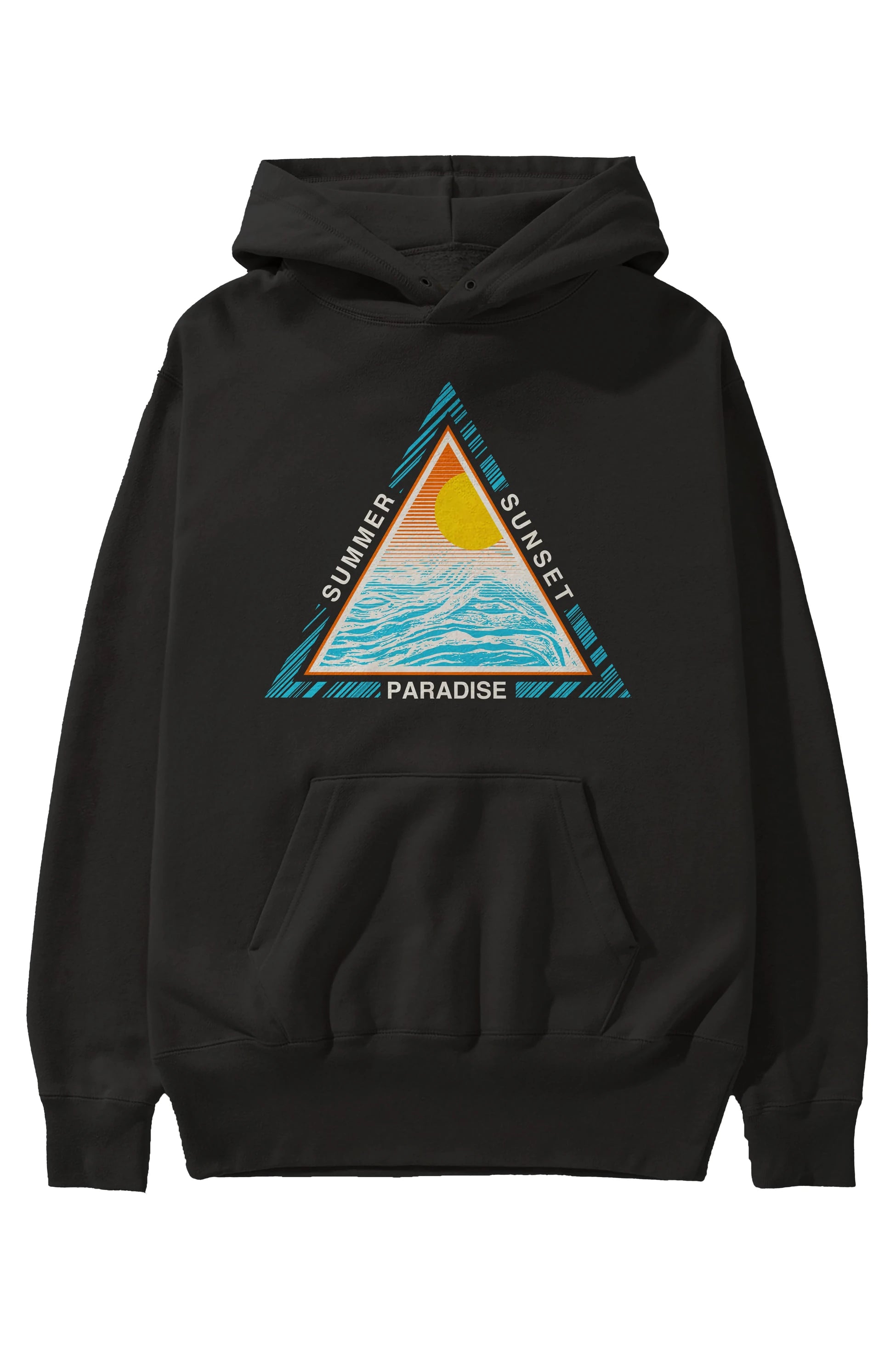 Summer Sunset Paradise Ön Baskılı Hoodie Oversize Kapüşonlu Sweatshirt Erkek Kadın Unisex