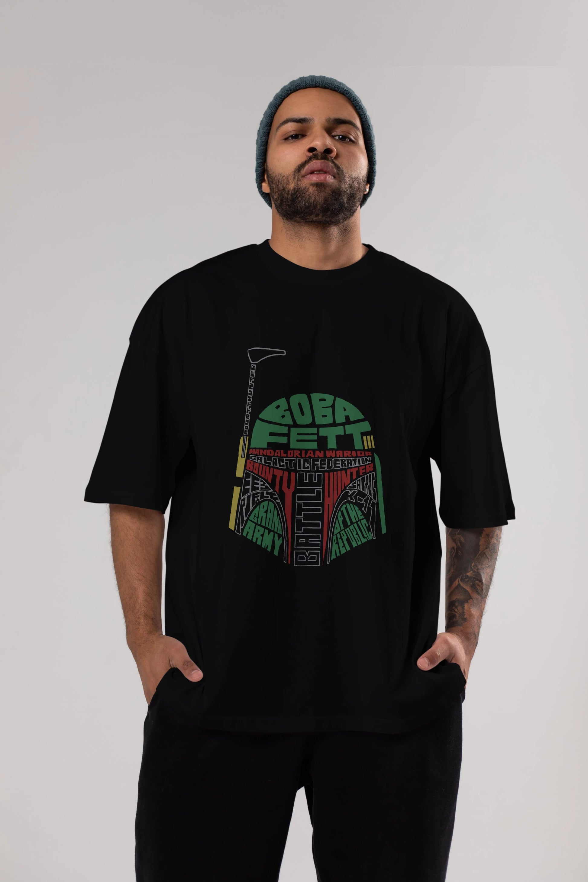 Boba Fett (2) Ön Baskılı Oversize t-shirt %100 pamuk Erkek Kadın Unisex