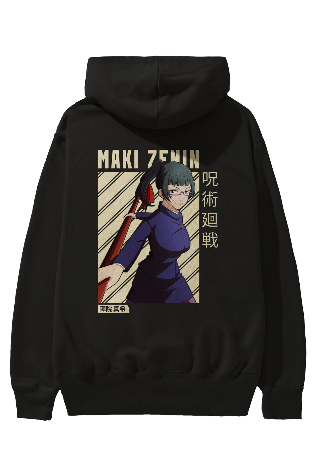Maki Zenin CHAİNSAWMAN Anime Arka Baskılı Hoodie Oversize Kapüşonlu Sweatshirt Erkek Kadın Unisex