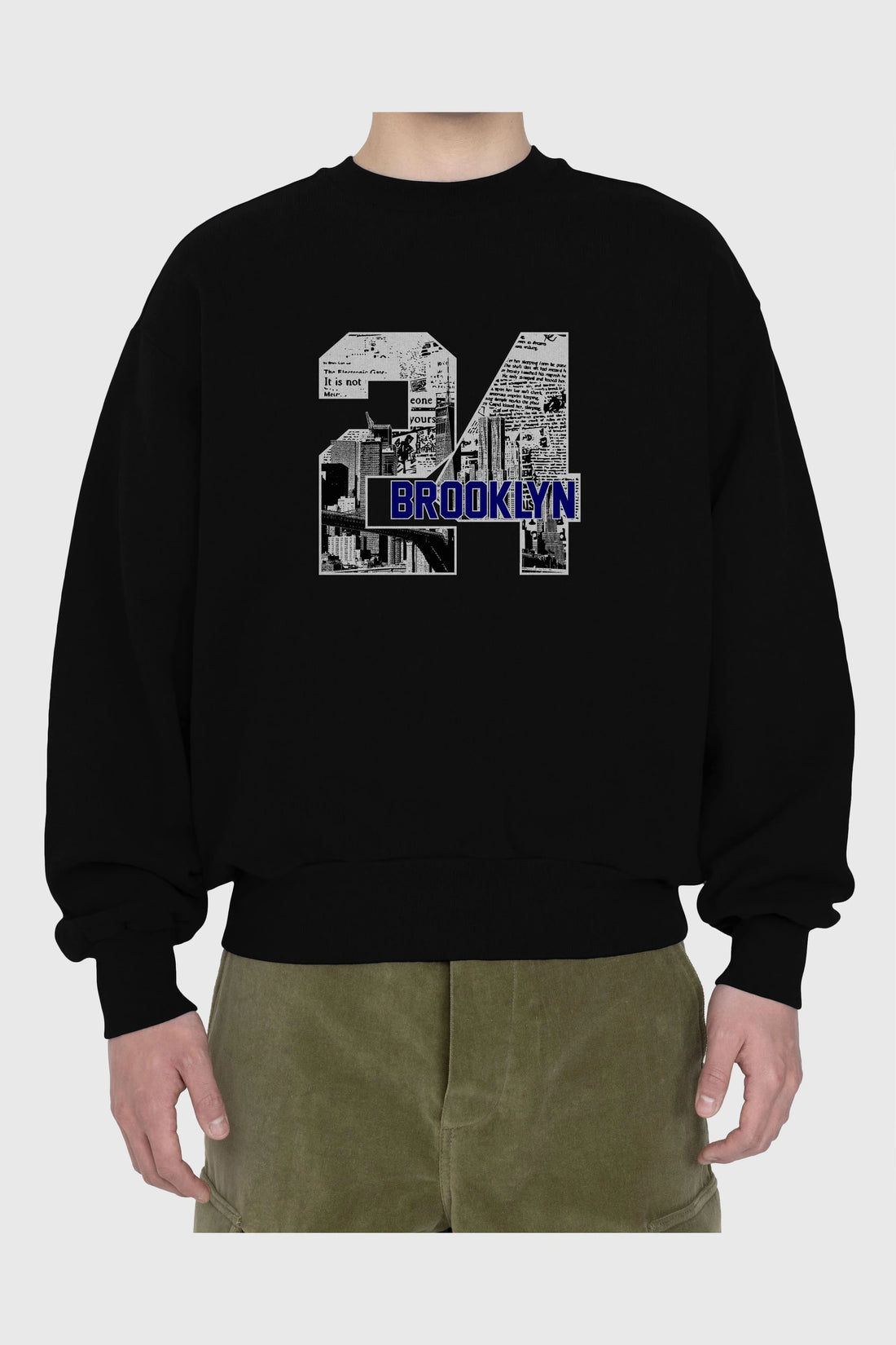 Brooklyn 24 Ön Baskılı Oversize Sweatshirt Erkek Kadın Unisex