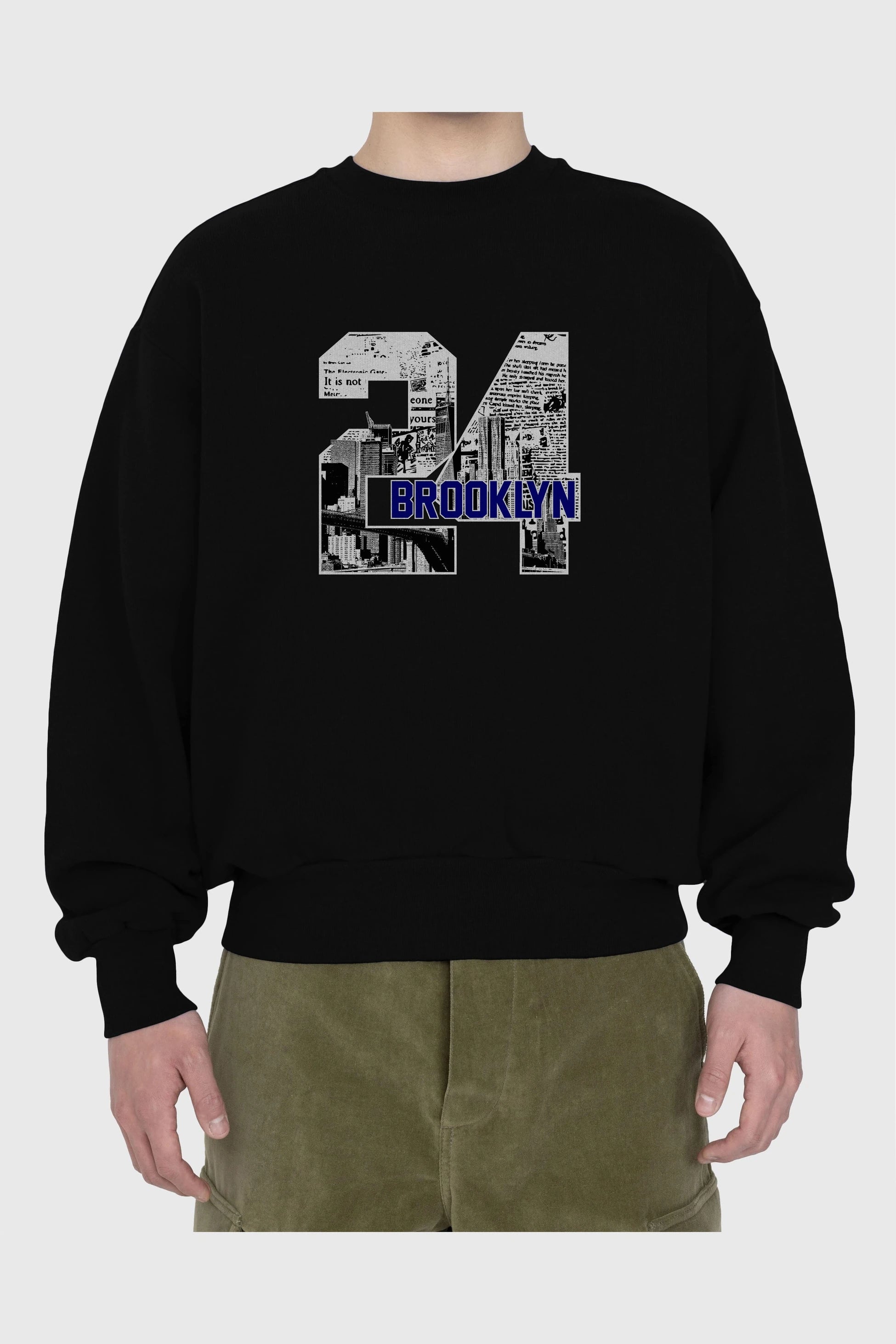 Brooklyn 24 Ön Baskılı Oversize Sweatshirt Erkek Kadın Unisex
