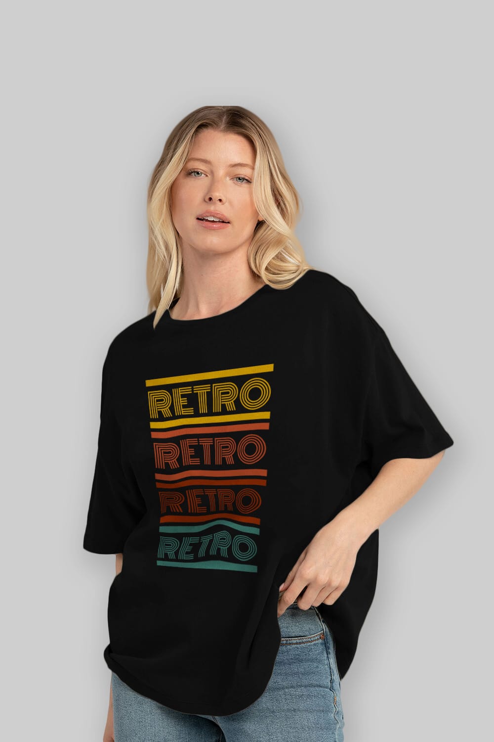 Retro Yazılı Ön Baskılı Oversize t-shirt Erkek Kadın Unisex