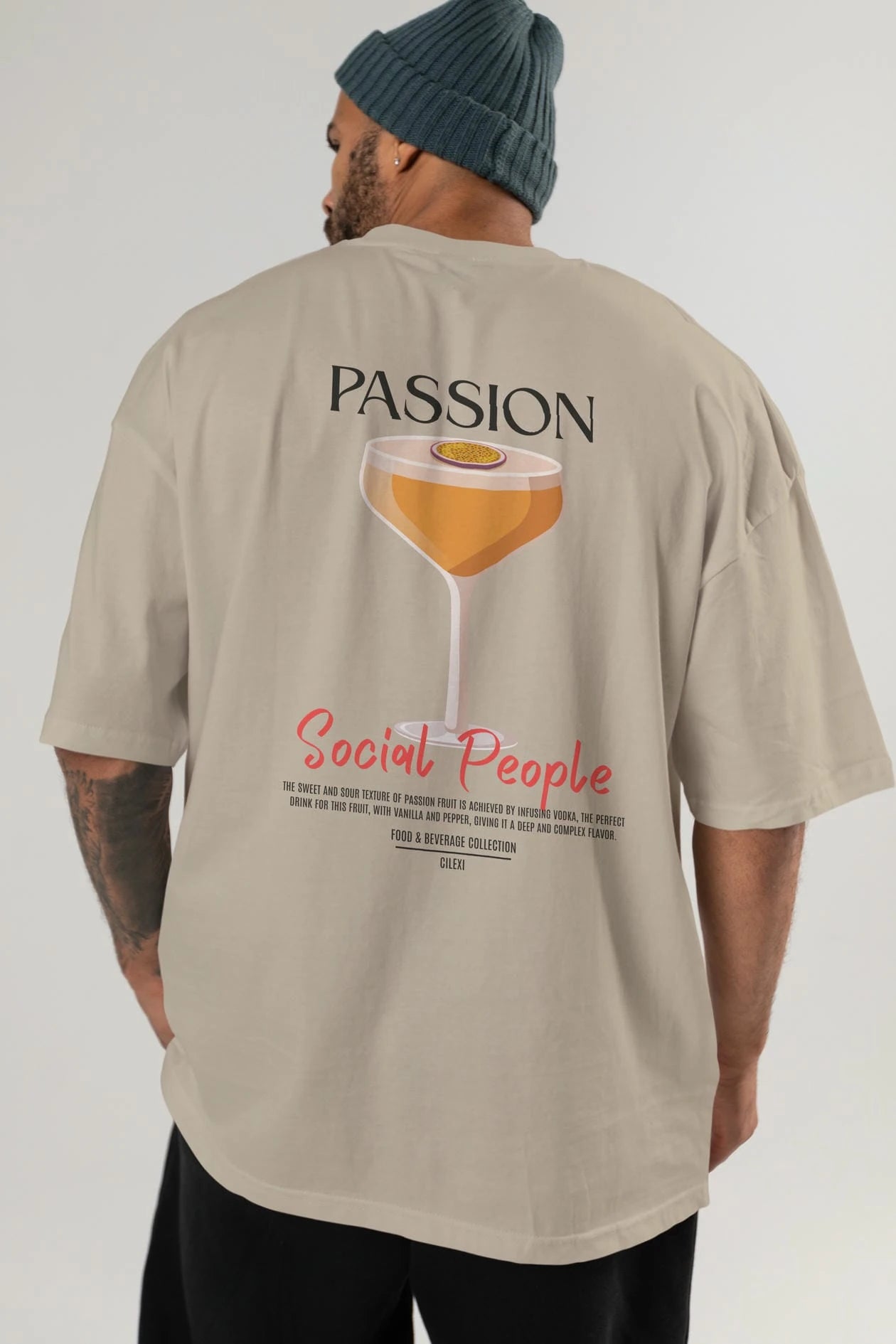 Passion Kokteyl Serisi Baskılı Oversize t-shirt Erkek Kadın Unisex %100 Pamuk Bisiklet Yaka tişort