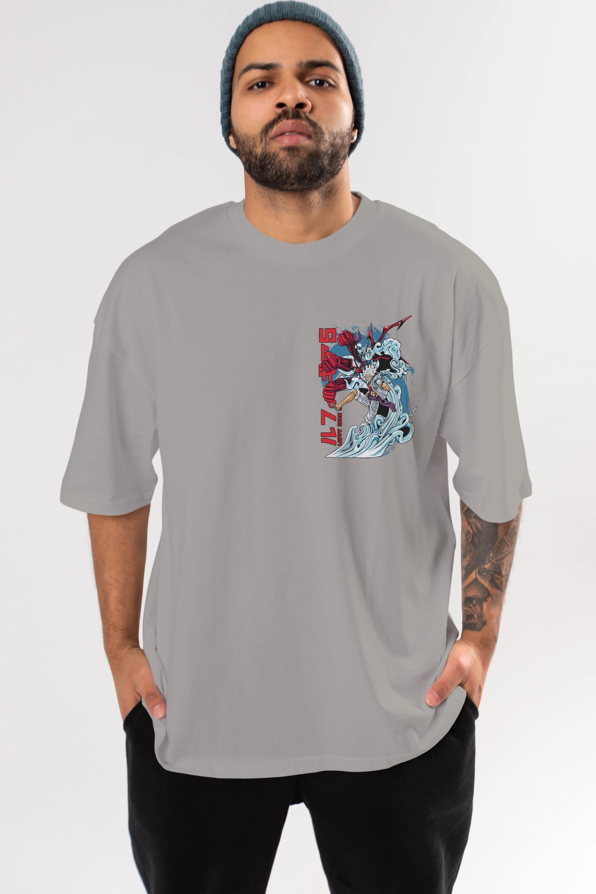 MONKEY D. LUFFY GEAR5 2 Ön Sol Baskılı Oversize t-shirt Erkek Kadın Unisex %100 Pamuk Bisiklet Yaka tişort