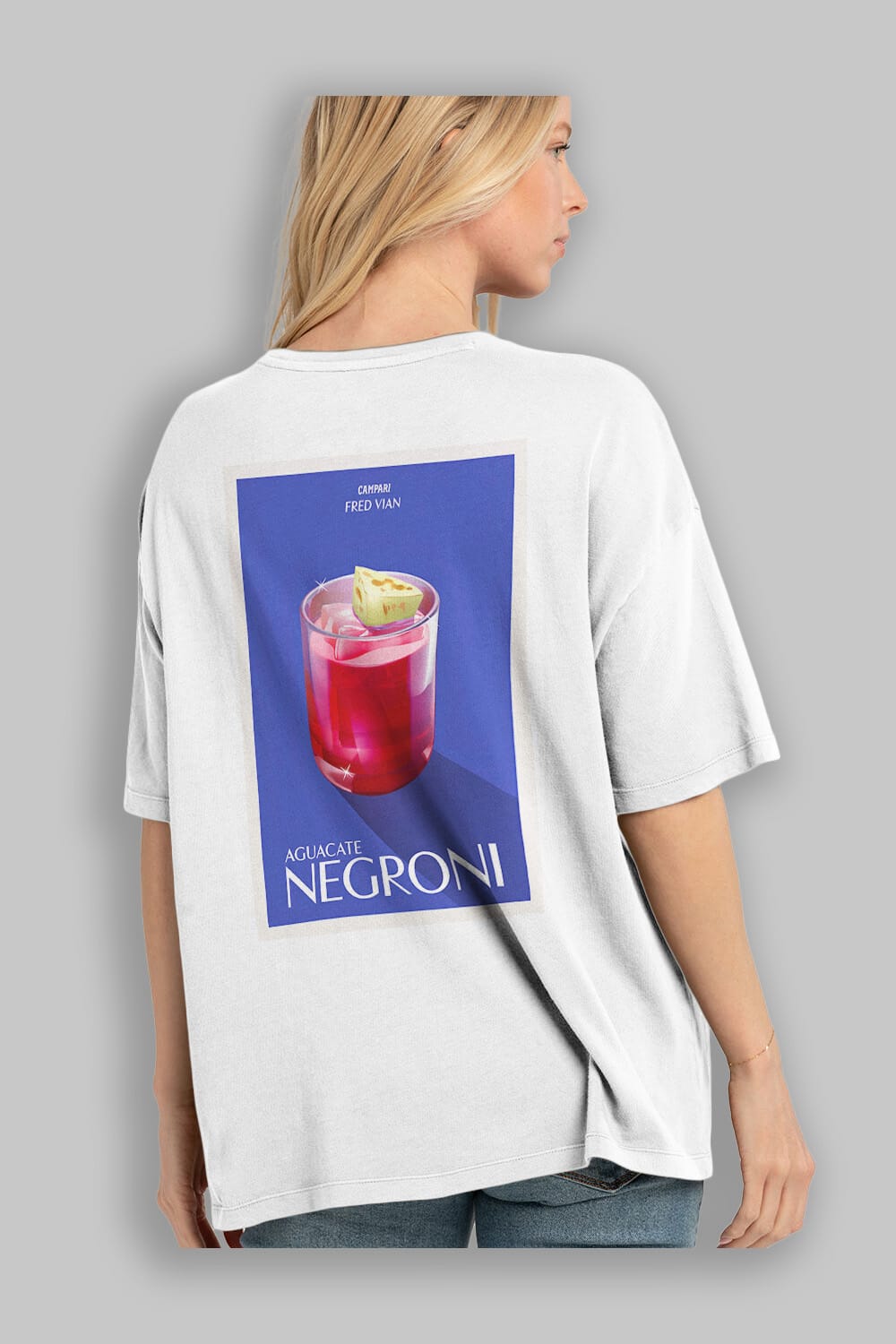 Aguacate Negroni Arka Baskılı Oversize t-shirt Erkek Kadın Unisex %100 Pamuk Bisiklet Yaka tişort