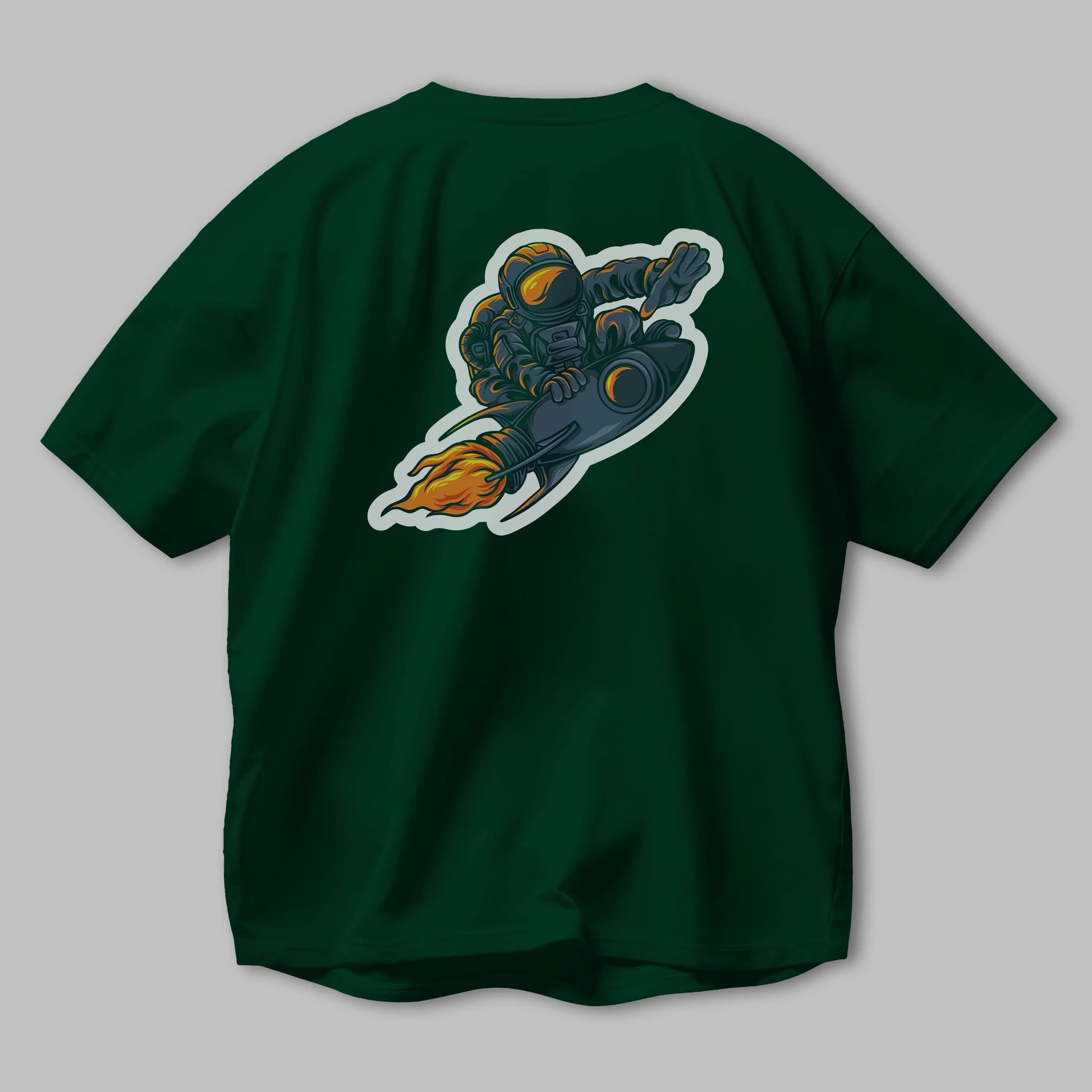 Astrocket Illustration Sticker Arka Baskılı Oversize t-shirt Erkek Kadın Unisex